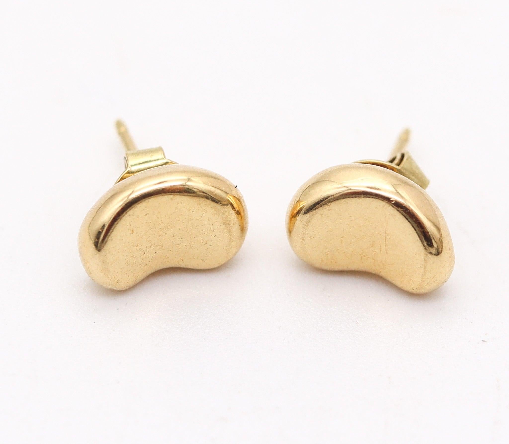 TIFFANY CO. 1980 Elsa Peretti Kleine Bohnen-Ohrstecker aus 18 Karat Gelbgold (Modernistisch)