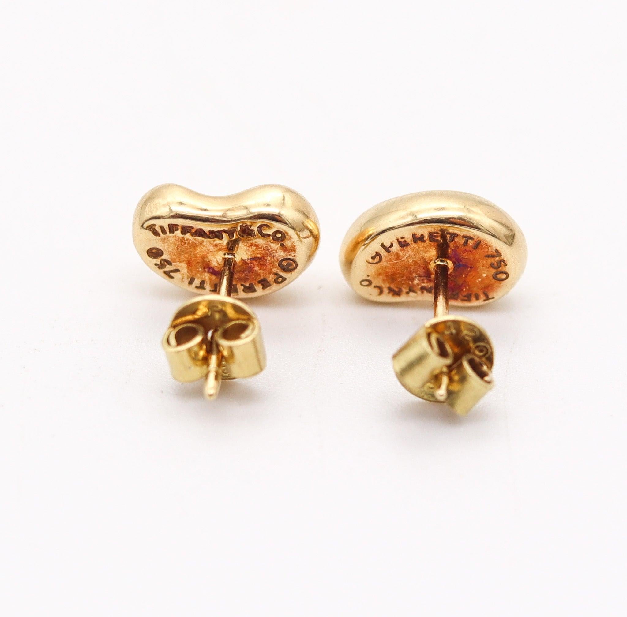 TIFFANY CO. 1980 Elsa Peretti Kleine Bohnen-Ohrstecker aus 18 Karat Gelbgold Damen