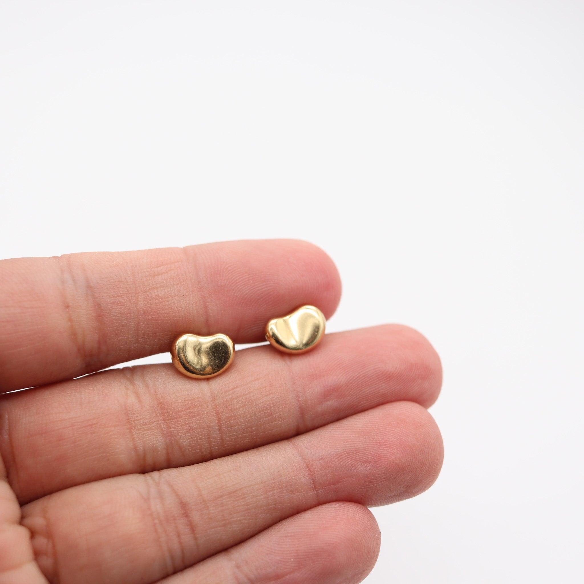 TIFFANY CO. 1980 Elsa Peretti Kleine Bohnen-Ohrstecker aus 18 Karat Gelbgold 1