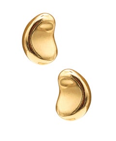 TIFFANY CO. 1980 Elsa Peretti Kleine Bohnen-Ohrstecker aus 18 Karat Gelbgold