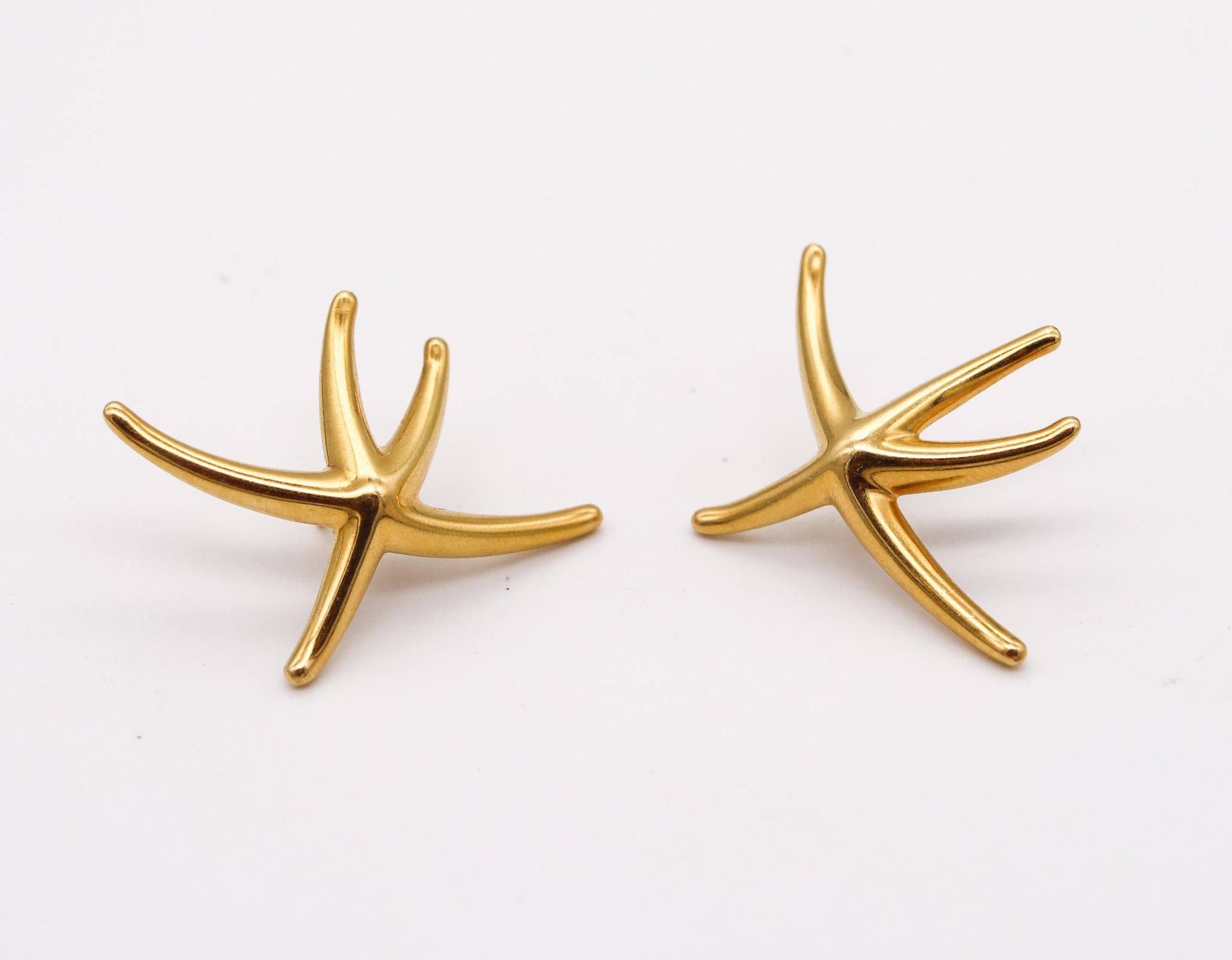 Tiffany Co. 1980 New York by Elsa Peretti Starfish Earrings in 18kt Yellow Gold 1