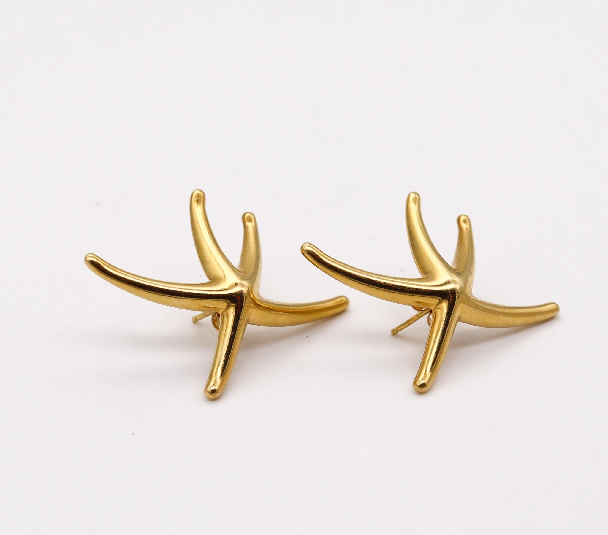 Tiffany Co. 1980 New York by Elsa Peretti Starfish Earrings in 18kt Yellow Gold 2