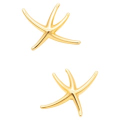 Vintage Tiffany Co. 1980 New York by Elsa Peretti Starfish Earrings in 18kt Yellow Gold