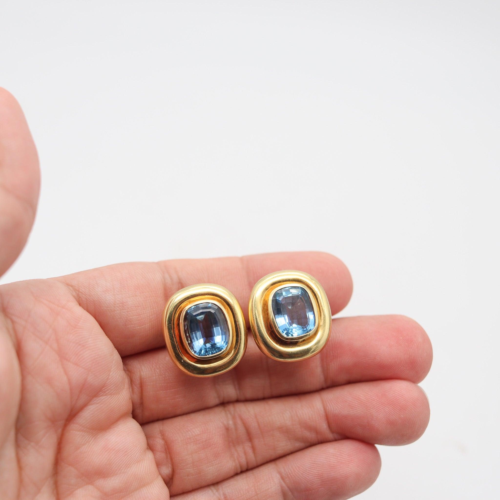 Orecchini a clip disegnati da Paloma Picasso for Tiffany & Co.

Si tratta di un raro paio di orecchini a clip vintage creati a New York da Paloma Picasso per Tiffany & Co. nel 1980. Il paio di orecchini a clip è stato realizzato a forma di cuscino
