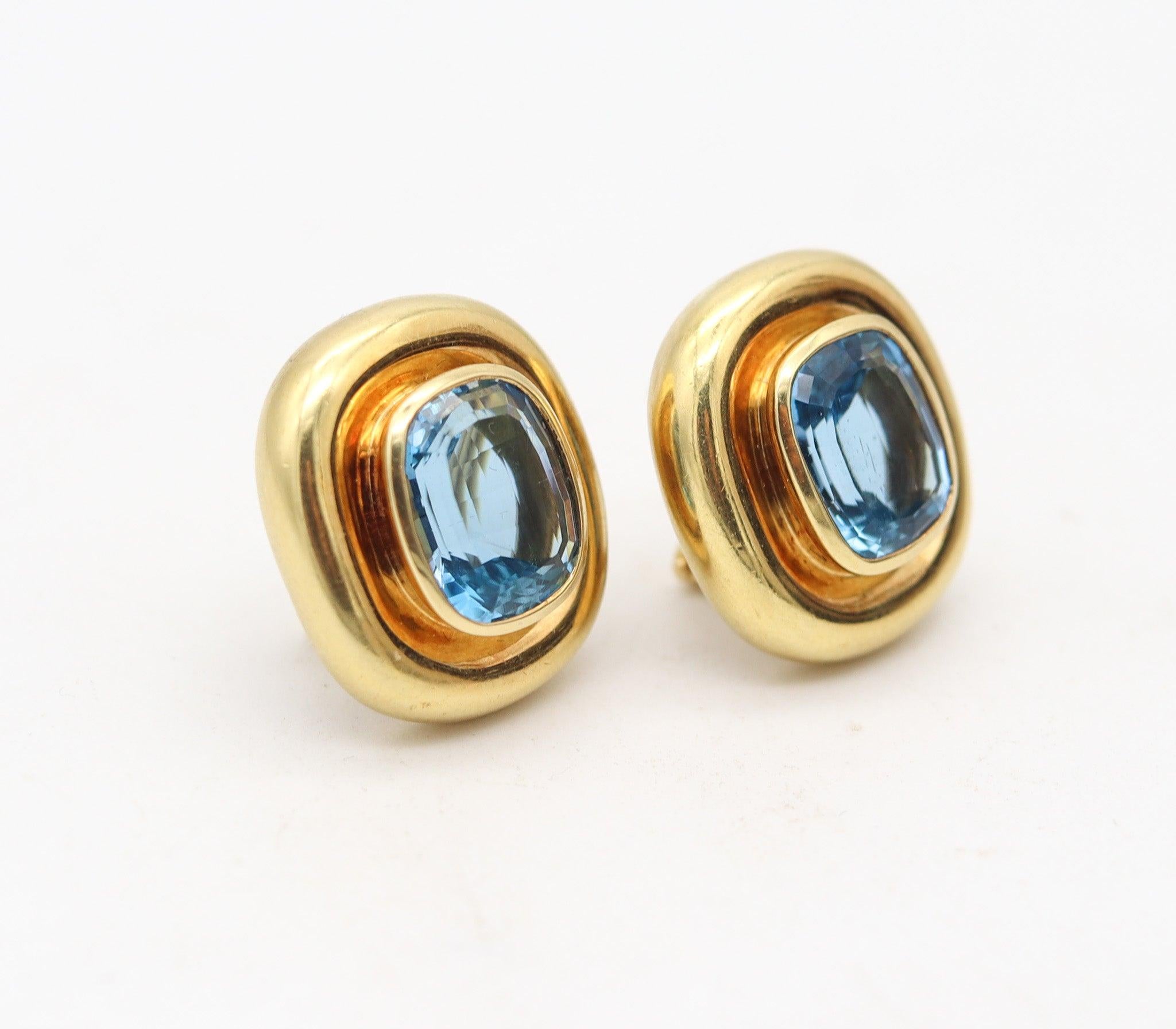 Modernista TIFFANY & CO. 1980 Paloma Picasso - Orecchini a clip in oro 18Kt con acquamarine in vendita