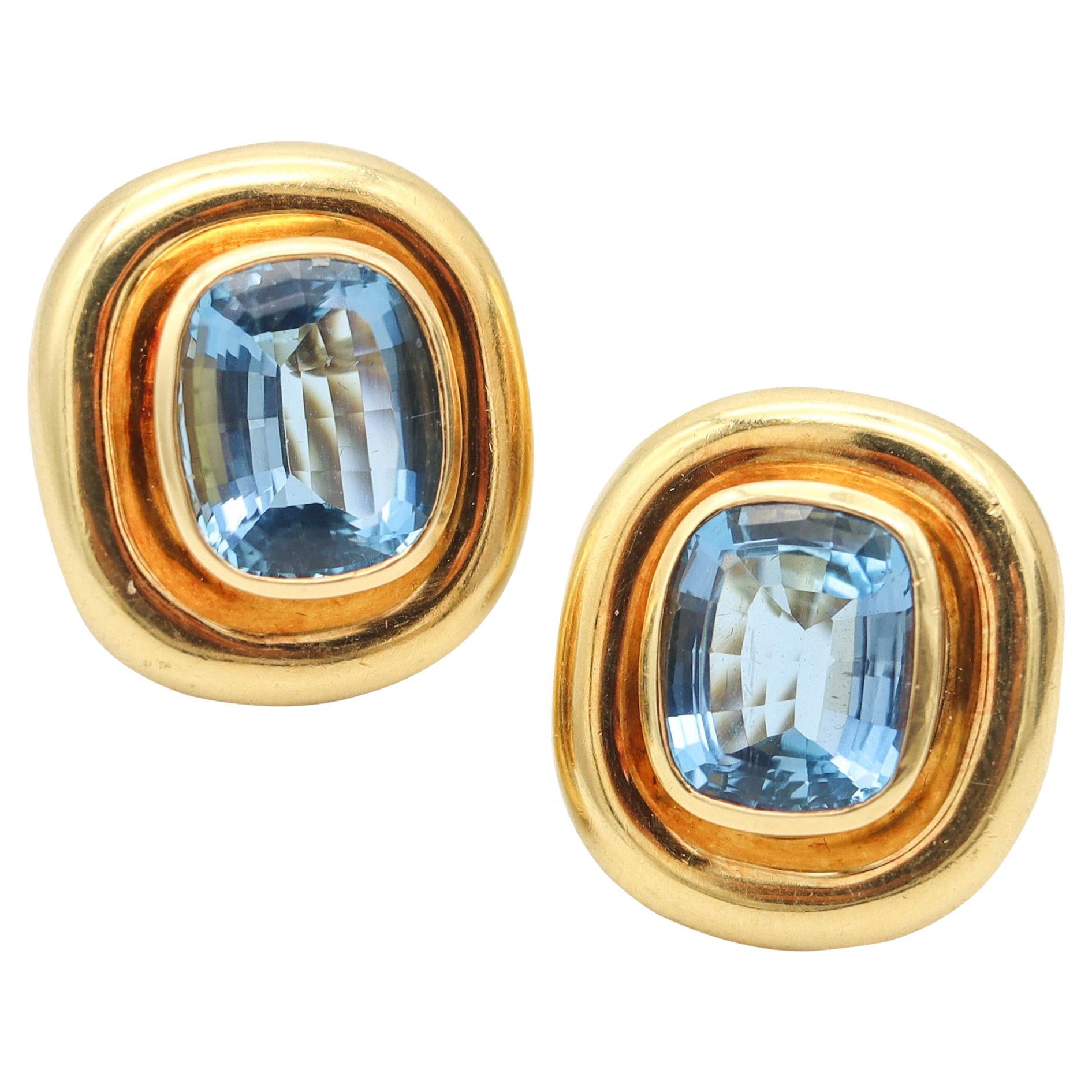 TIFFANY & CO. 1980 Paloma Picasso - Orecchini a clip in oro 18Kt con acquamarine in vendita