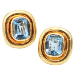 TIFFANY & CO. 1980 Pendientes Clips Paloma Picasso de oro de 18 quilates con aguamarinas
