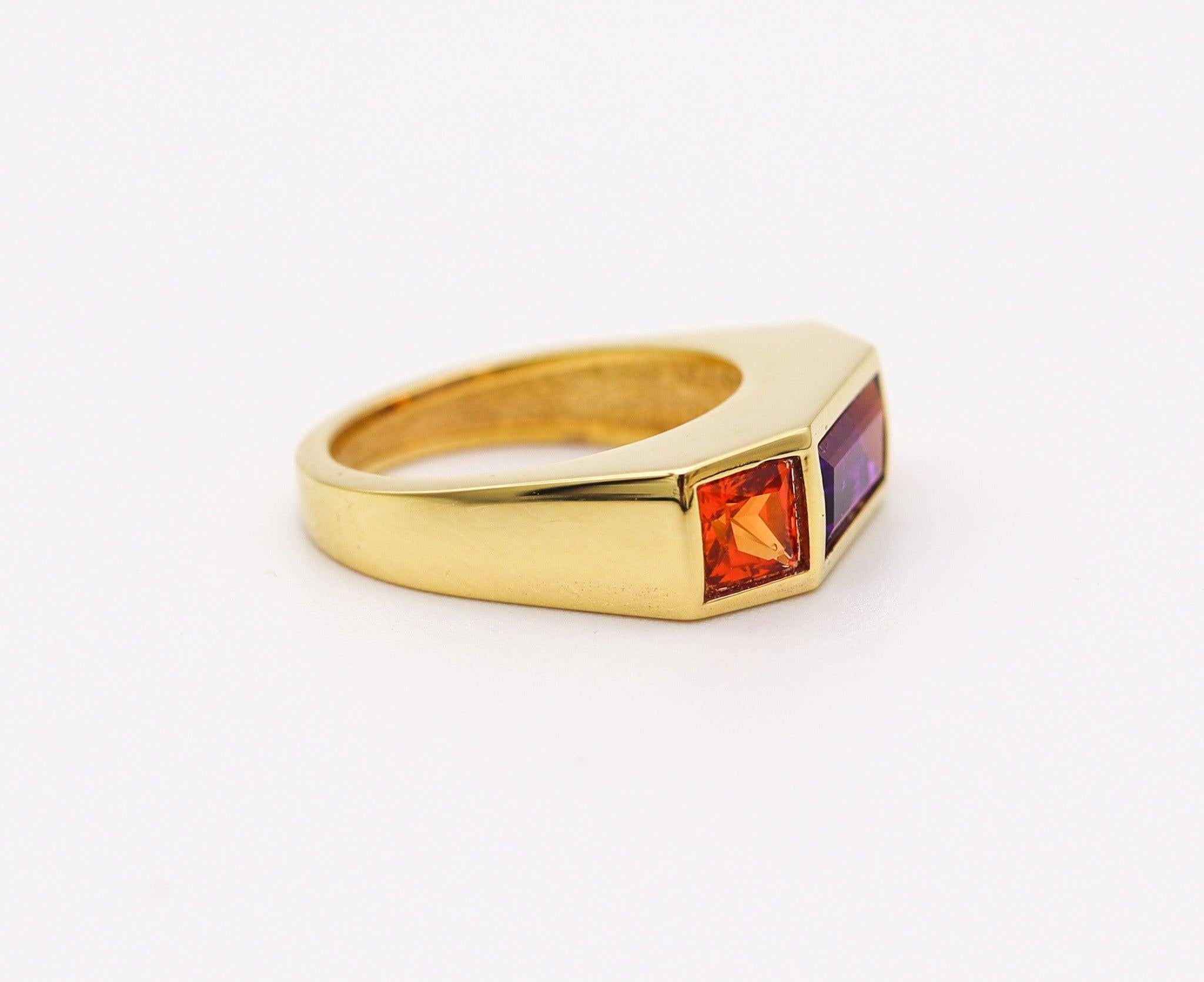 Women's TIFFANY & CO. 1980 Paloma Picasso Geometric Ring In 18Kt Gold Amethyst & Garnets