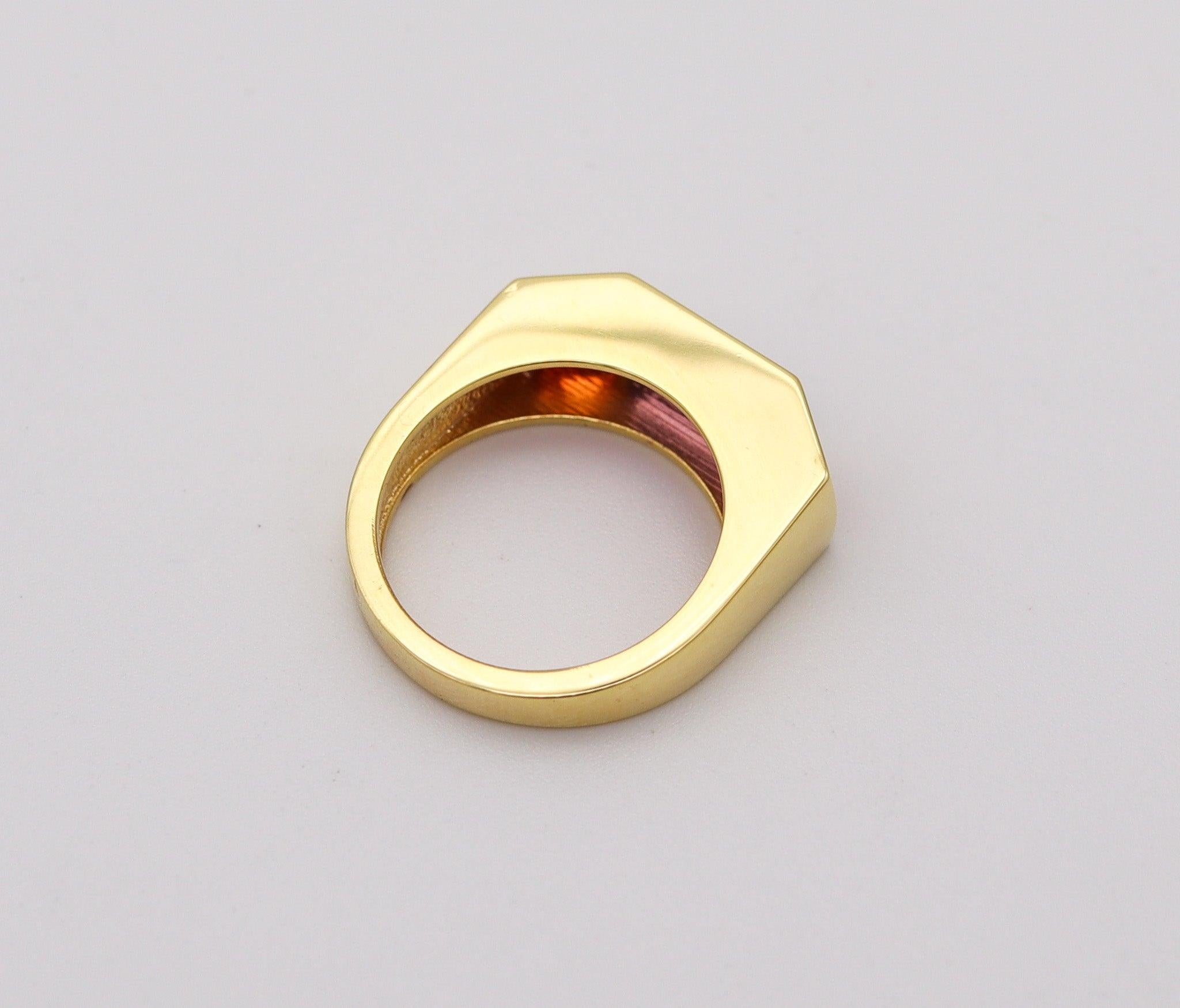 TIFFANY & CO. 1980 Paloma Picasso Geometric Ring In 18Kt Gold Amethyst & Garnets 1