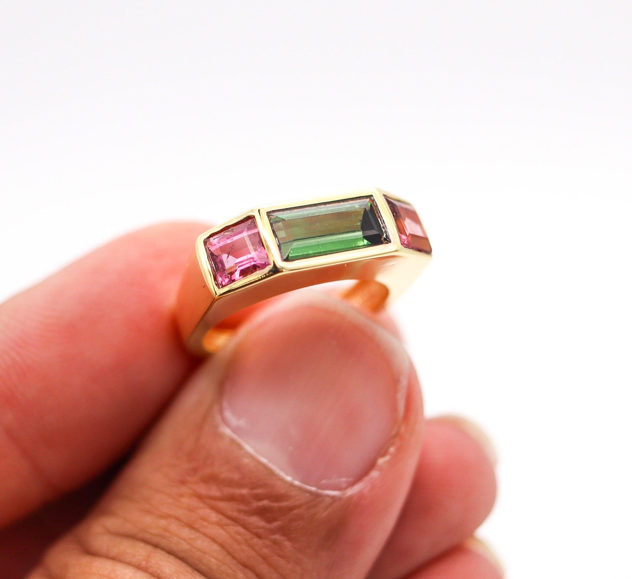 TIFFANY & CO. 1980 Paloma Picasso Geometric Ring In 18Kt Gold With Tourmalines 4