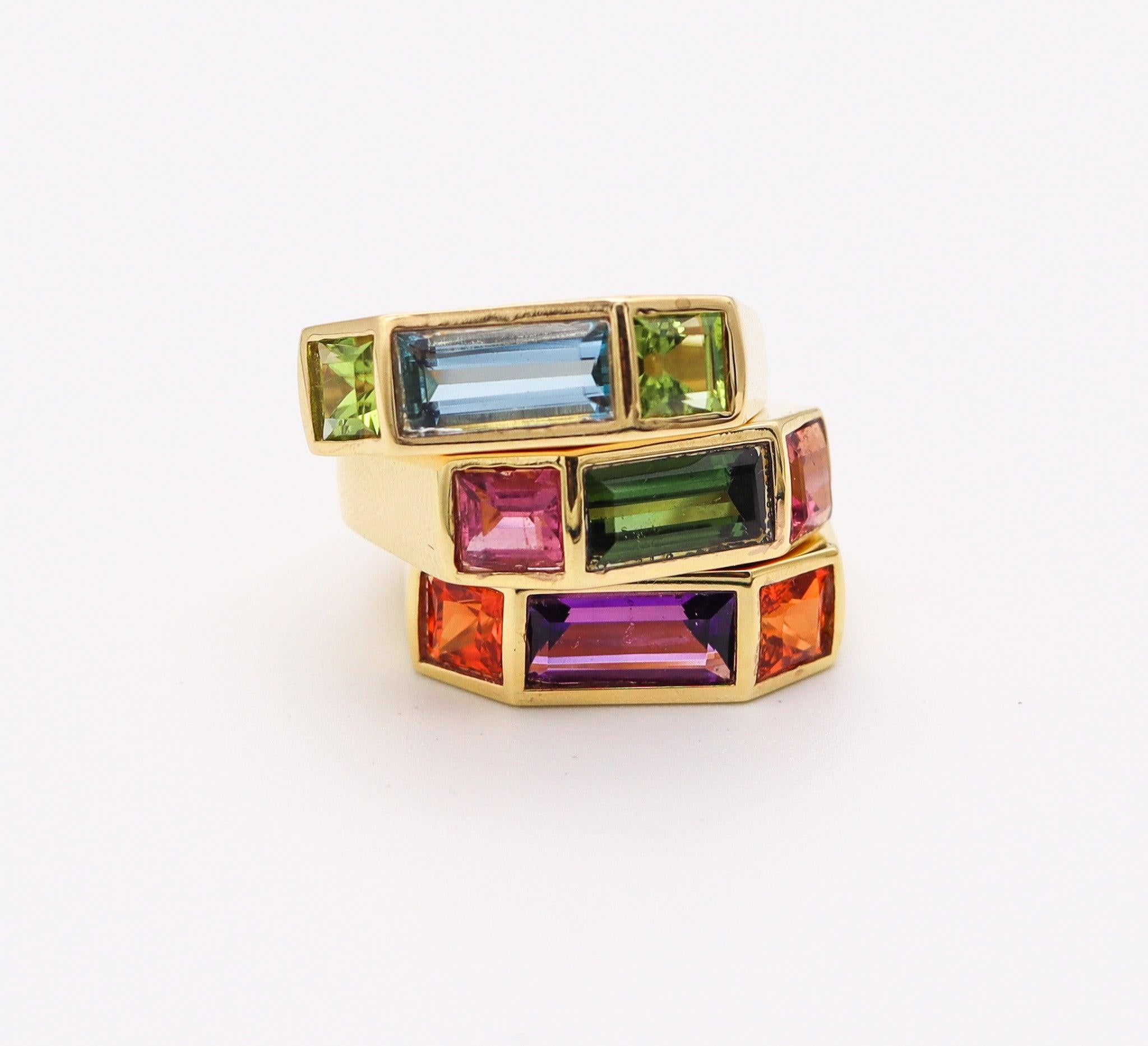 TIFFANY & CO. 1980 Paloma Picasso Geometric Ring In 18Kt Gold With Tourmalines 6