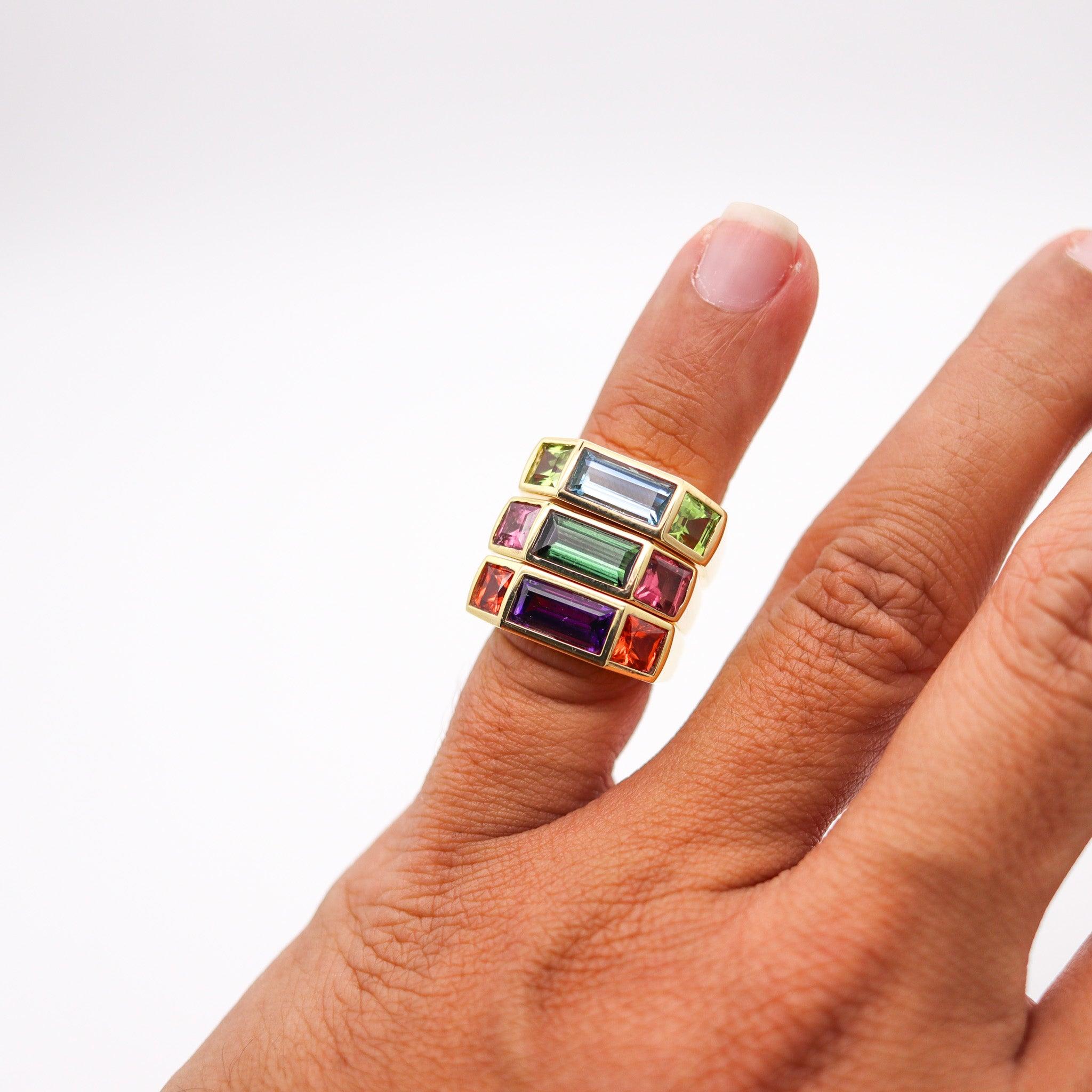 TIFFANY & CO. 1980 Paloma Picasso Geometric Ring In 18Kt Gold With Tourmalines 8