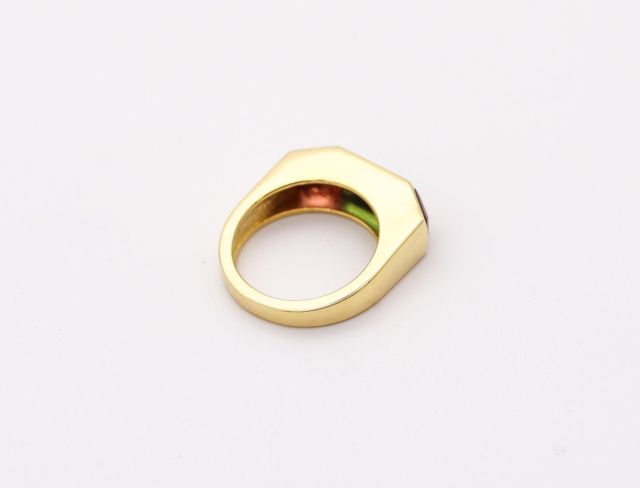 TIFFANY & CO. 1980 Paloma Picasso Geometric Ring In 18Kt Gold With Tourmalines 1