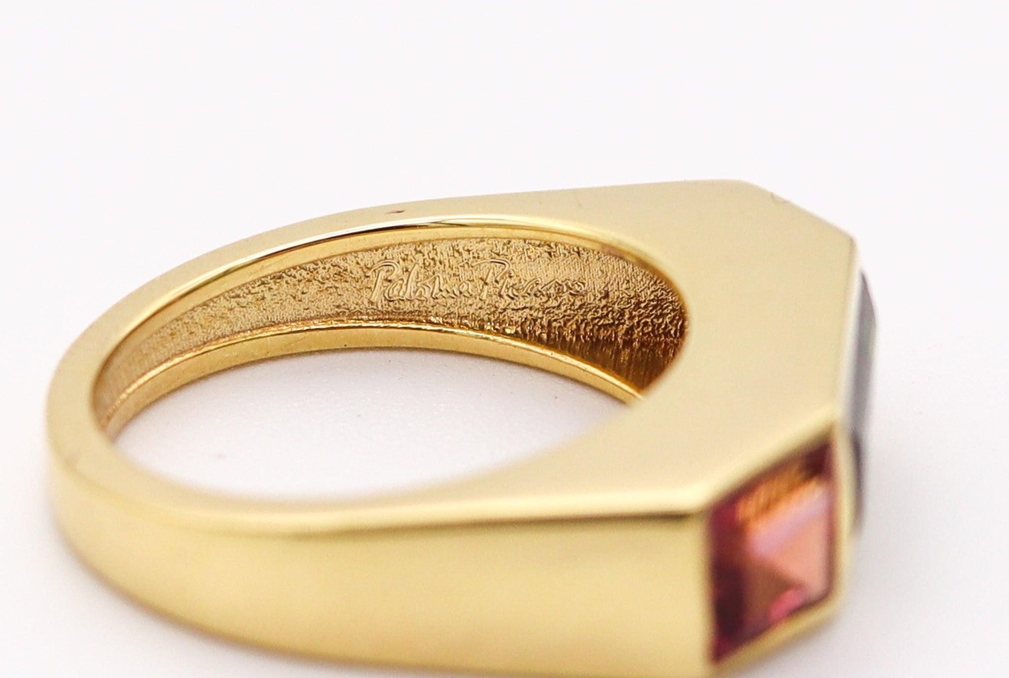 TIFFANY & CO. 1980 Paloma Picasso Geometric Ring In 18Kt Gold With Tourmalines 2