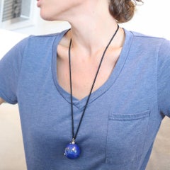 TIFFANY & CO. 1980 Paloma Picasso Lapis Necklace Pendant 18Kt Gold & Diamonds