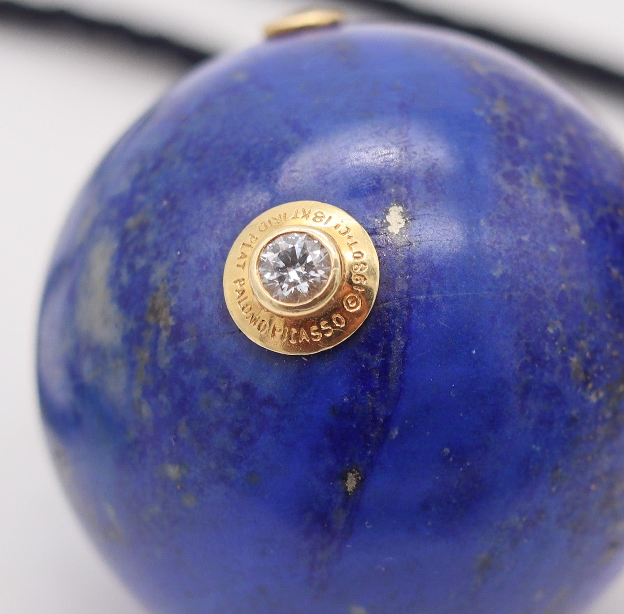 Taglio brillante TIFFANY & CO. 1980 Paloma Picasso Ciondolo Collana in Lapis Oro 18Kt e Diamanti in vendita
