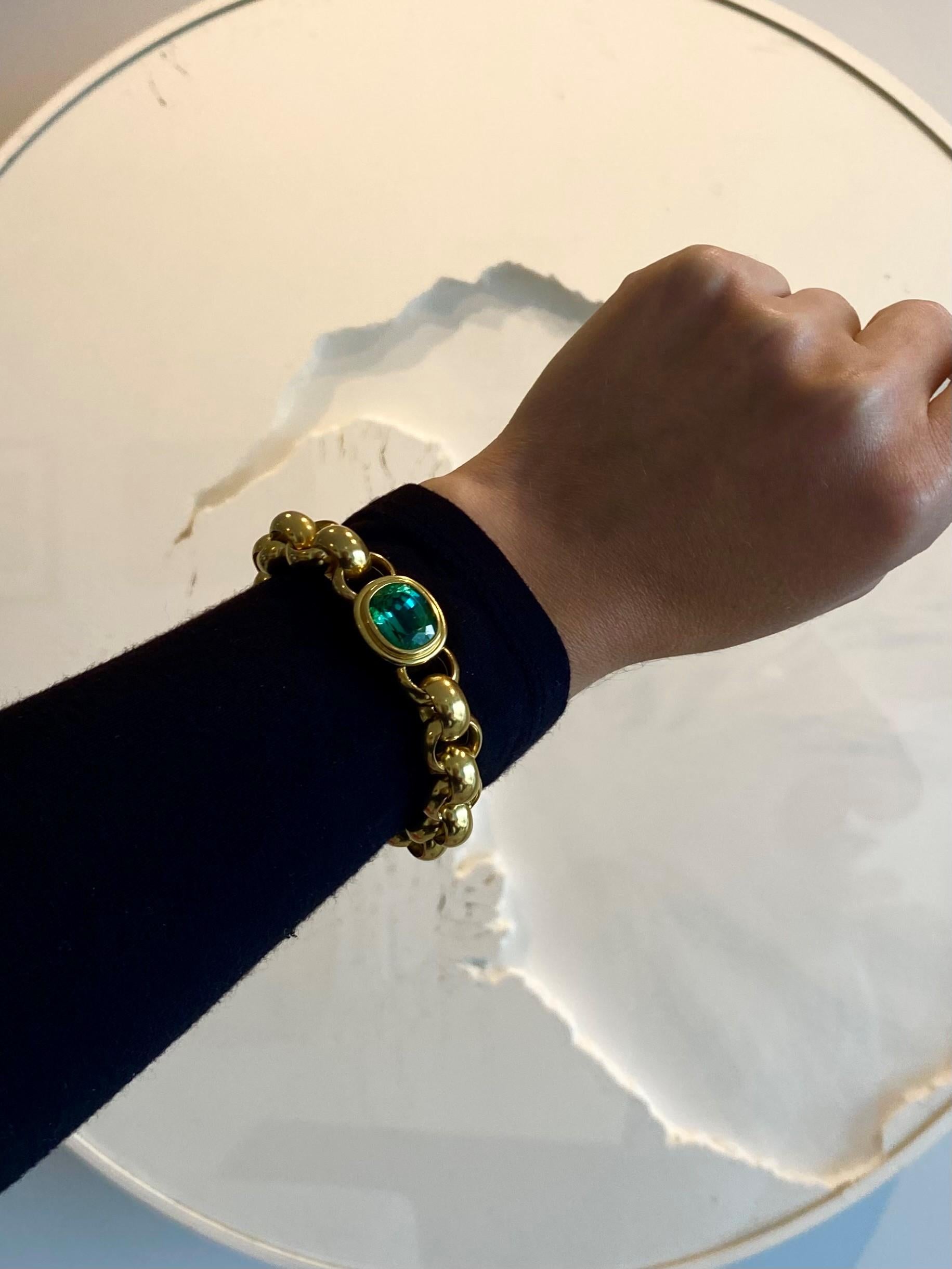 Women's or Men's Tiffany & Co. 1980 Paloma Picasso Links Bracelet 18Kt Gold 14.47 Cts Tourmaline