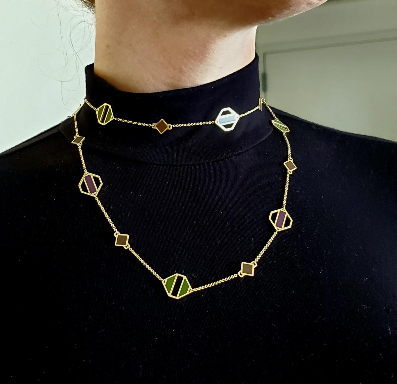 Tiffany & Co 1980 Paloma Picasso Very Rare Sautoir Necklace 18Kt Gold with Jades For Sale 1