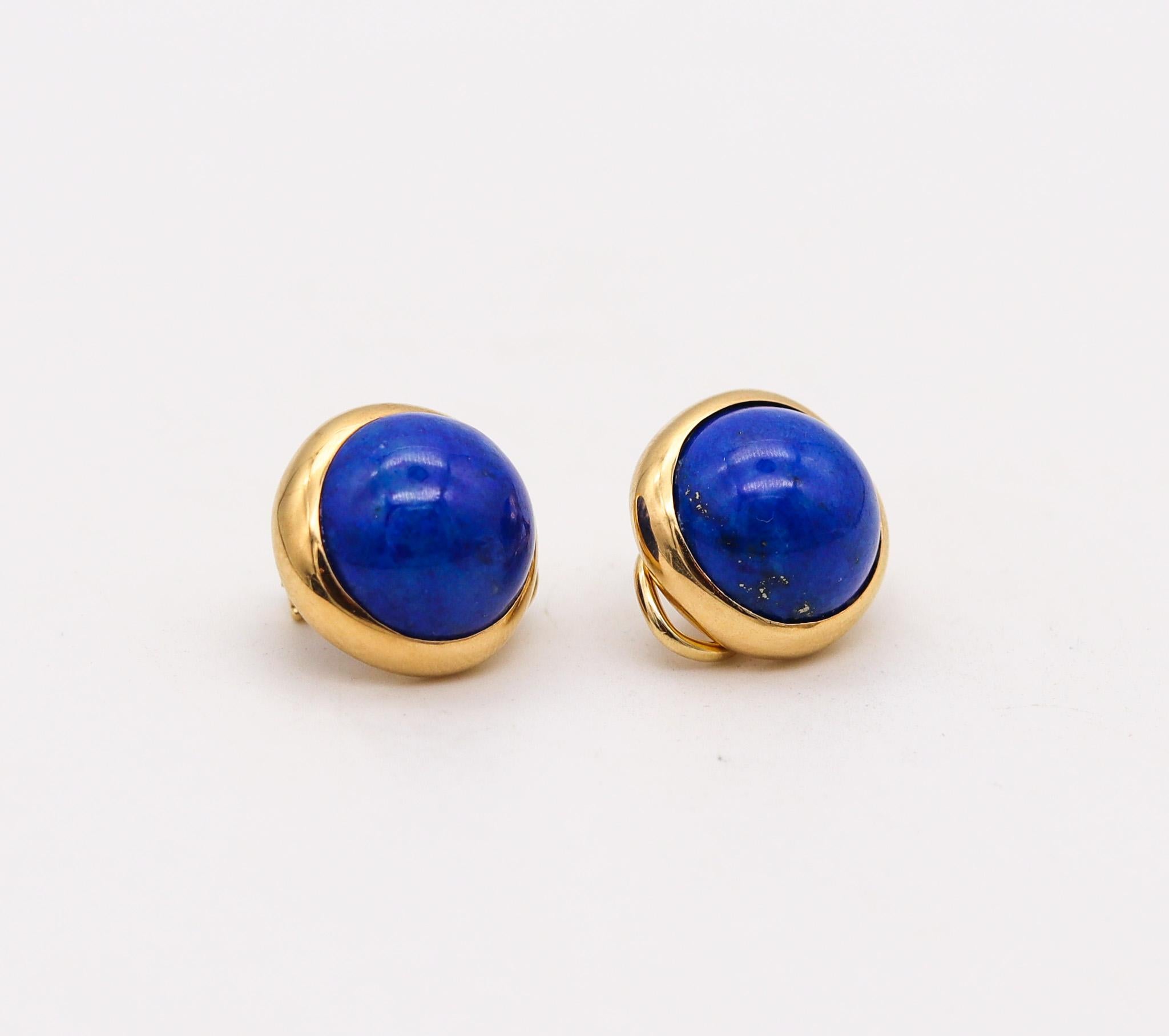 Cabochon Tiffany & Co. 1980 Peretti Clips on Earrings in 18 Karat Gold with Lapis Lazuli