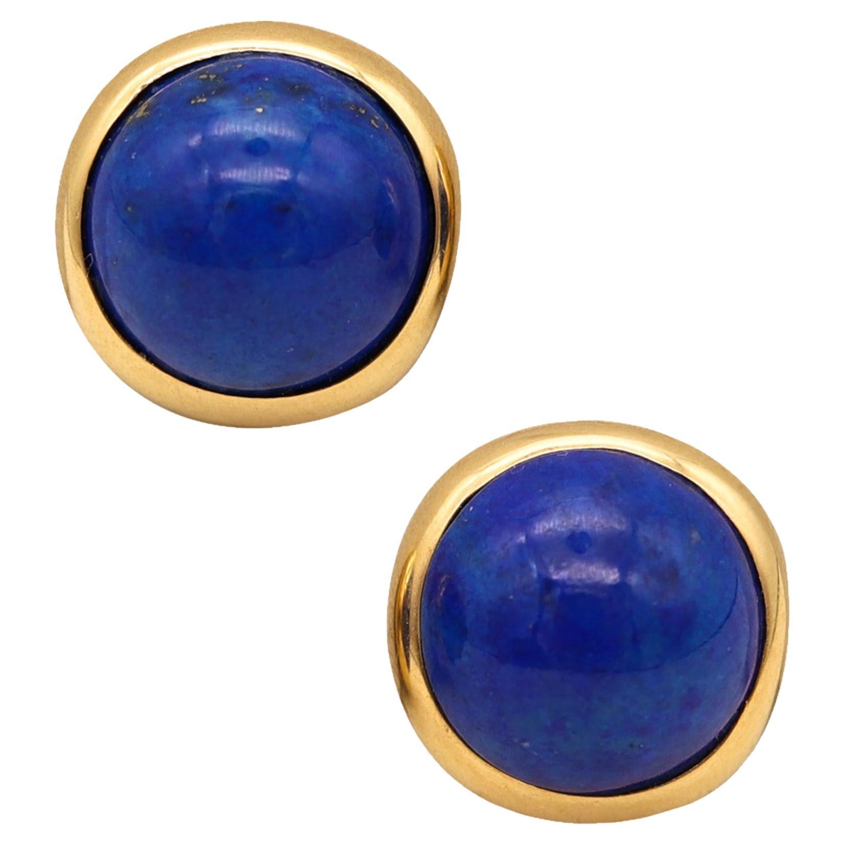 Tiffany & Co. 1980 Peretti Clips on Earrings in 18 Karat Gold with Lapis Lazuli