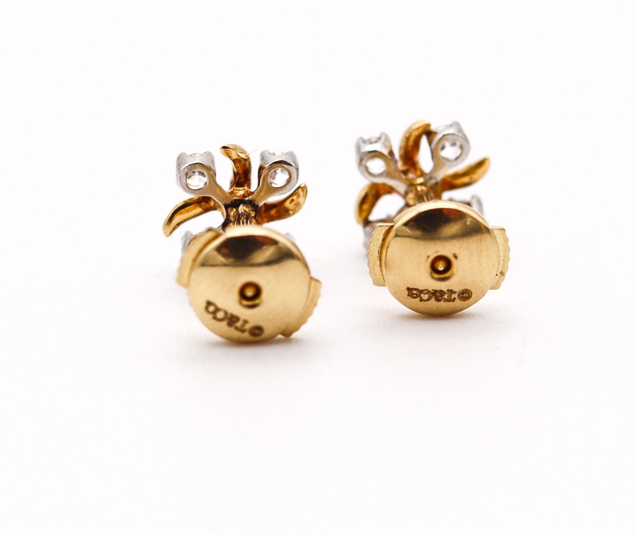 TIFFANY & CO. 1980 Schlumberger Lynn Studs Earrings 18Kt Gold-Platinum & Diamond For Sale 4