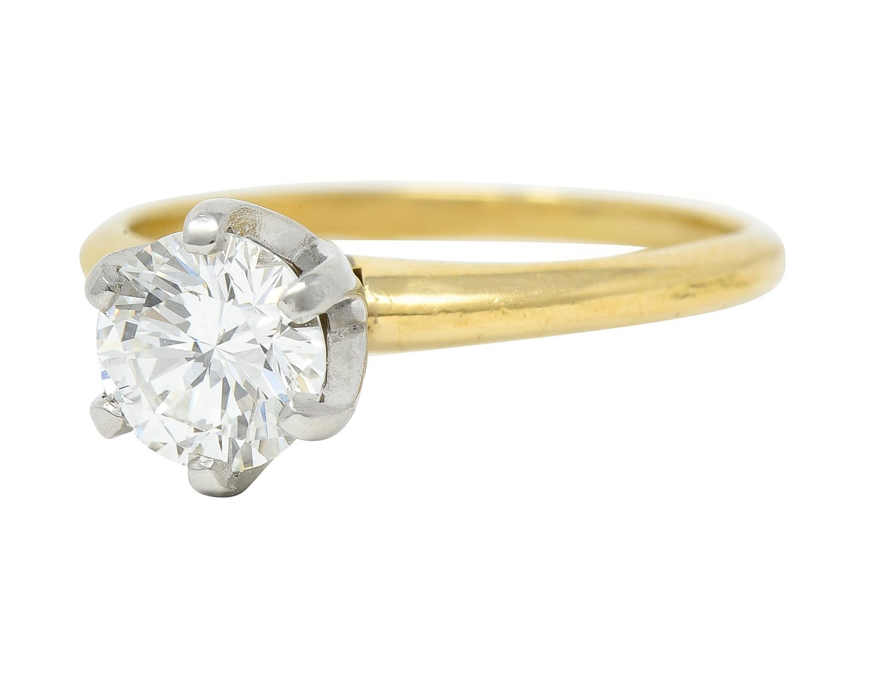 Tiffany & Co. 1980 1.02 CTW Diamond Platinum 18 Karat Yellow Gold Ring en vente 1