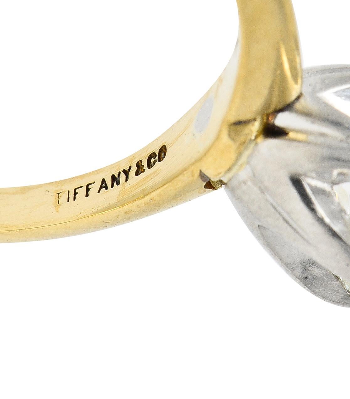 Tiffany & Co. 1980 1.02 CTW Diamond Platinum 18 Karat Yellow Gold Ring en vente 2