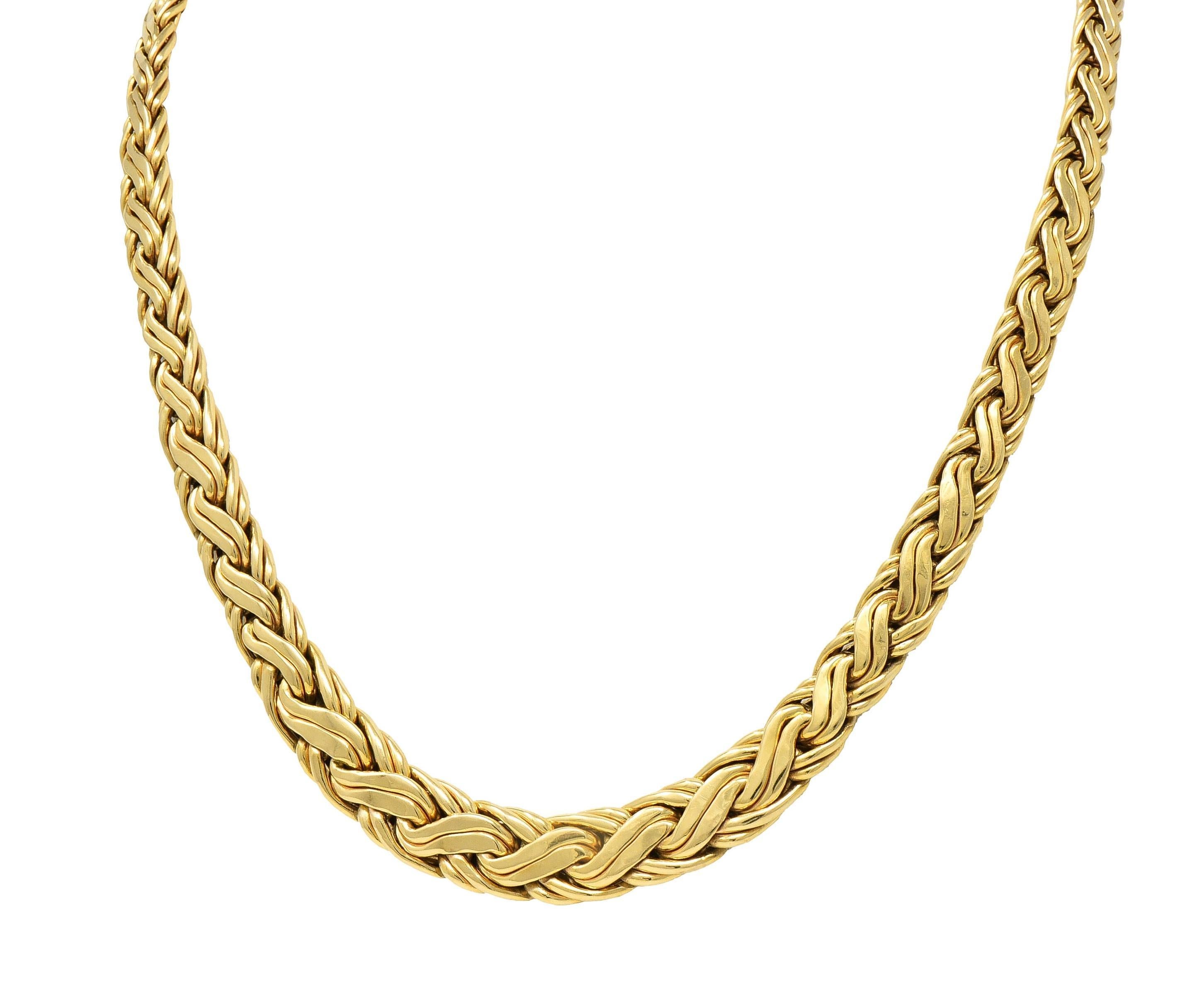 Tiffany & Co. 1980's 14 Karat Yellow Gold Vintage Graduated Wheat Chain Necklace 6