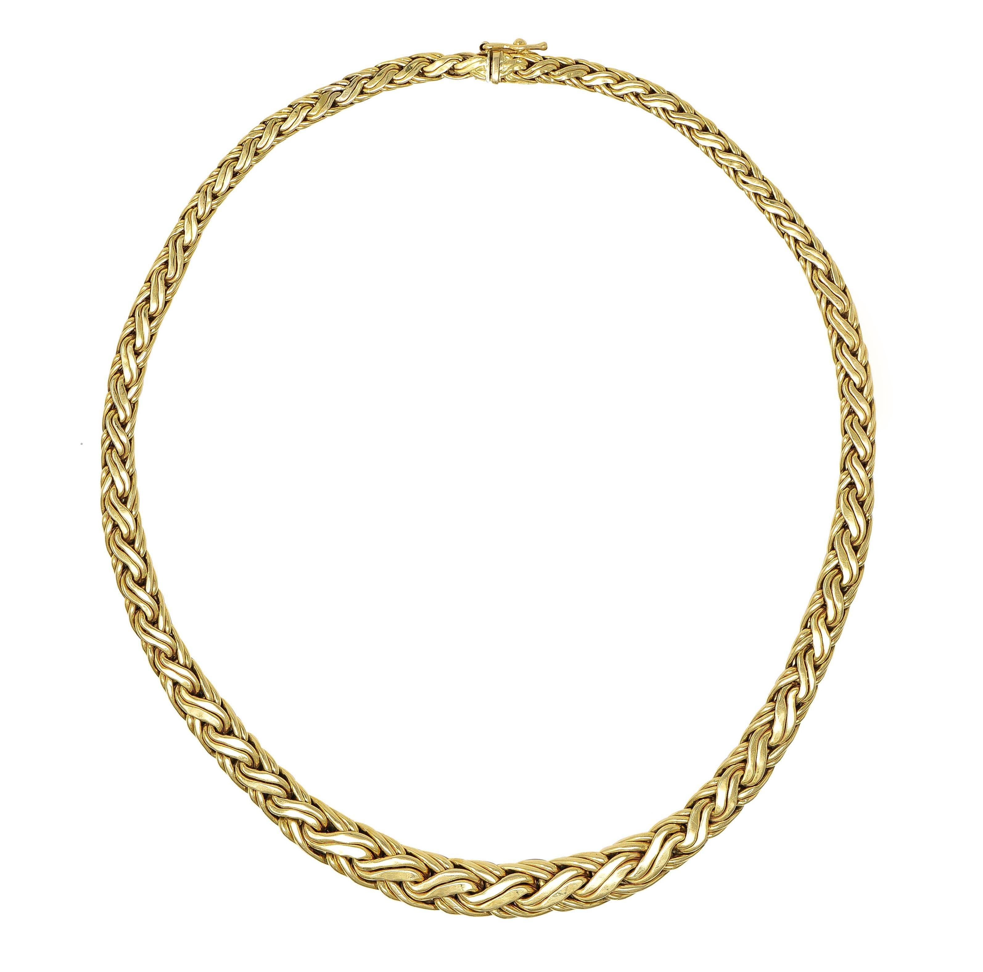 Tiffany & Co. 1980's 14 Karat Yellow Gold Vintage Graduated Wheat Chain Necklace 7