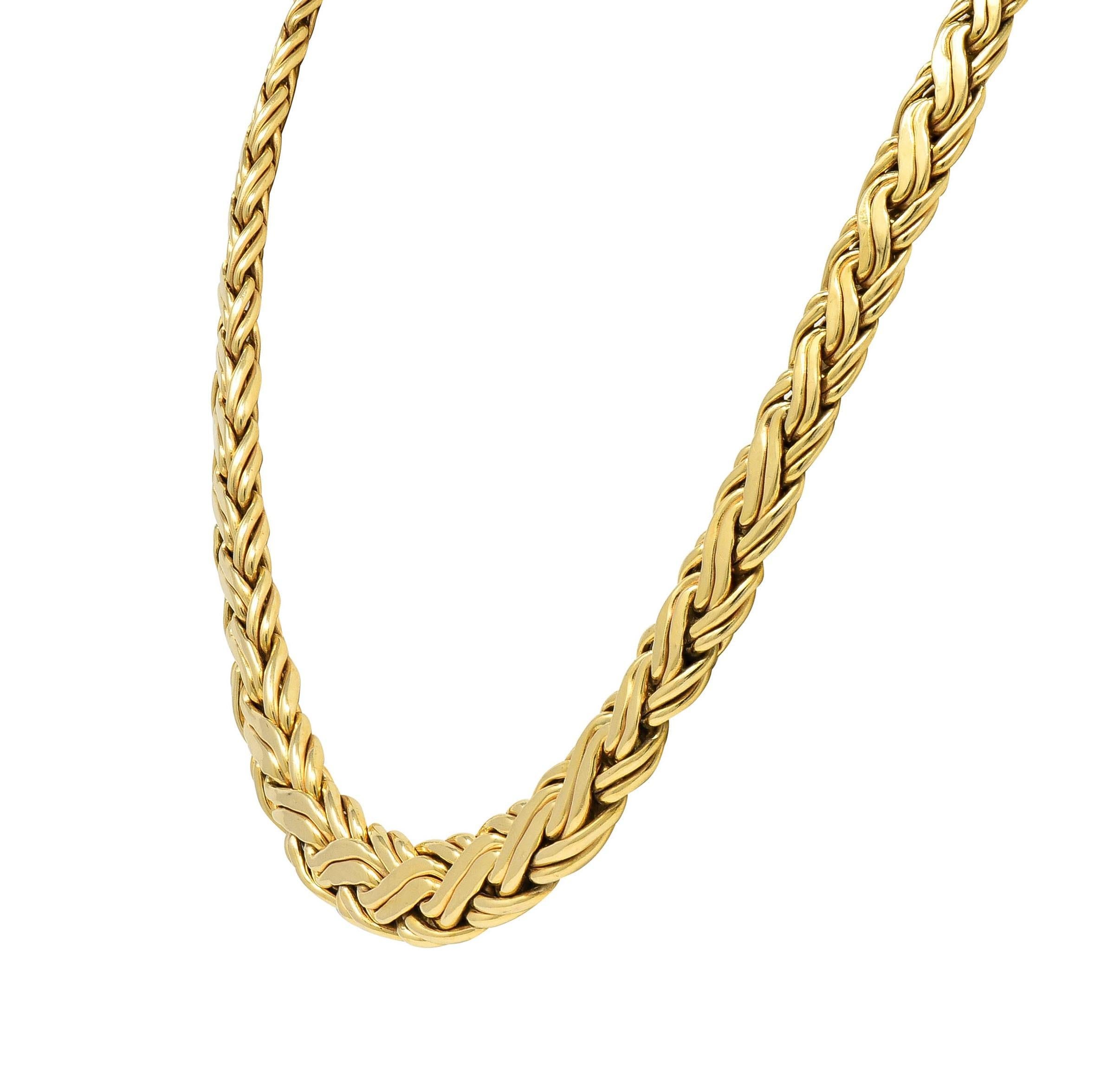 Women's or Men's Tiffany & Co. 1980's 14 Karat Yellow Gold Vintage Graduated Wheat Chain Necklace
