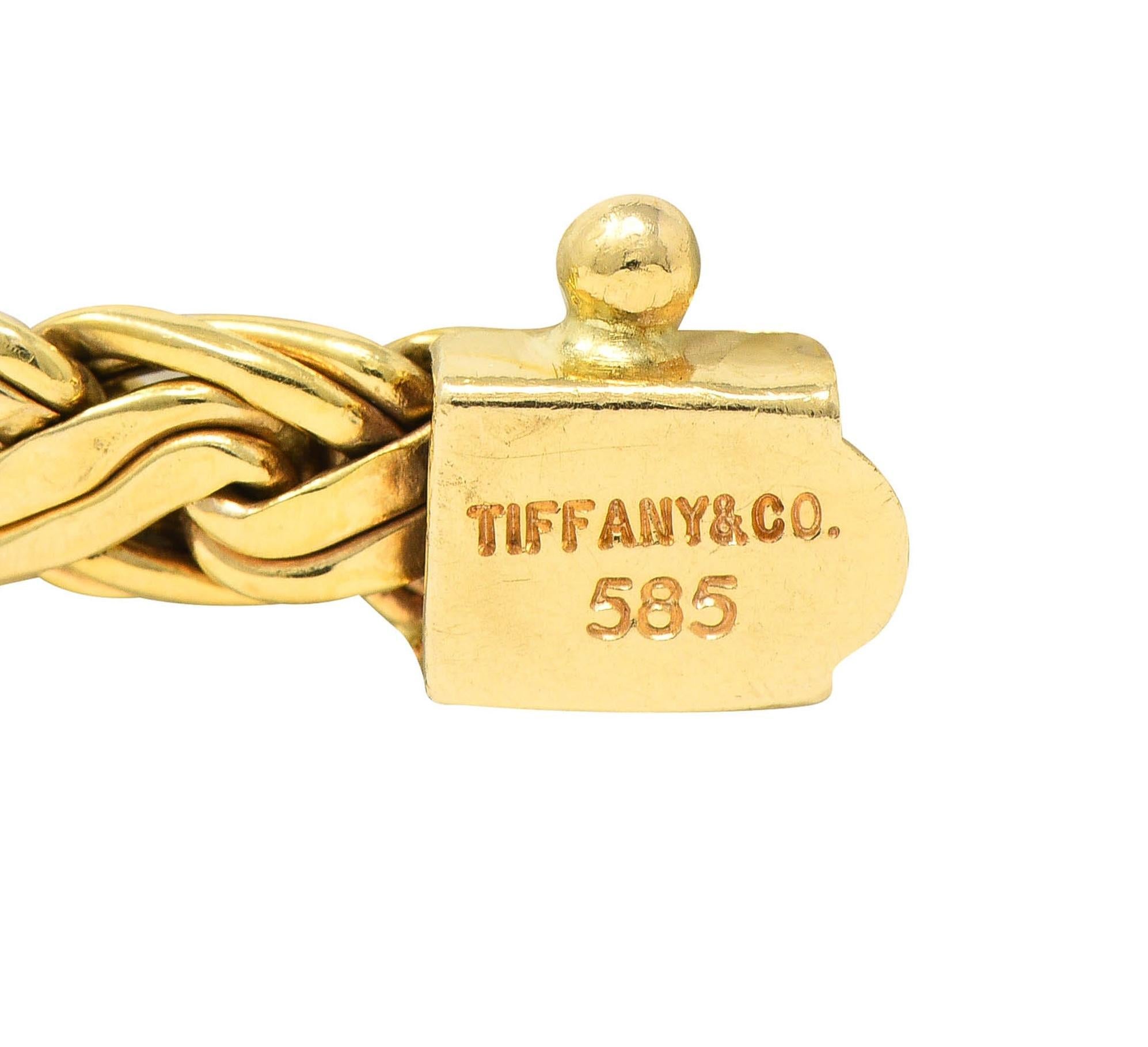 Tiffany & Co. 1980's 14 Karat Yellow Gold Vintage Graduated Wheat Chain Necklace 3
