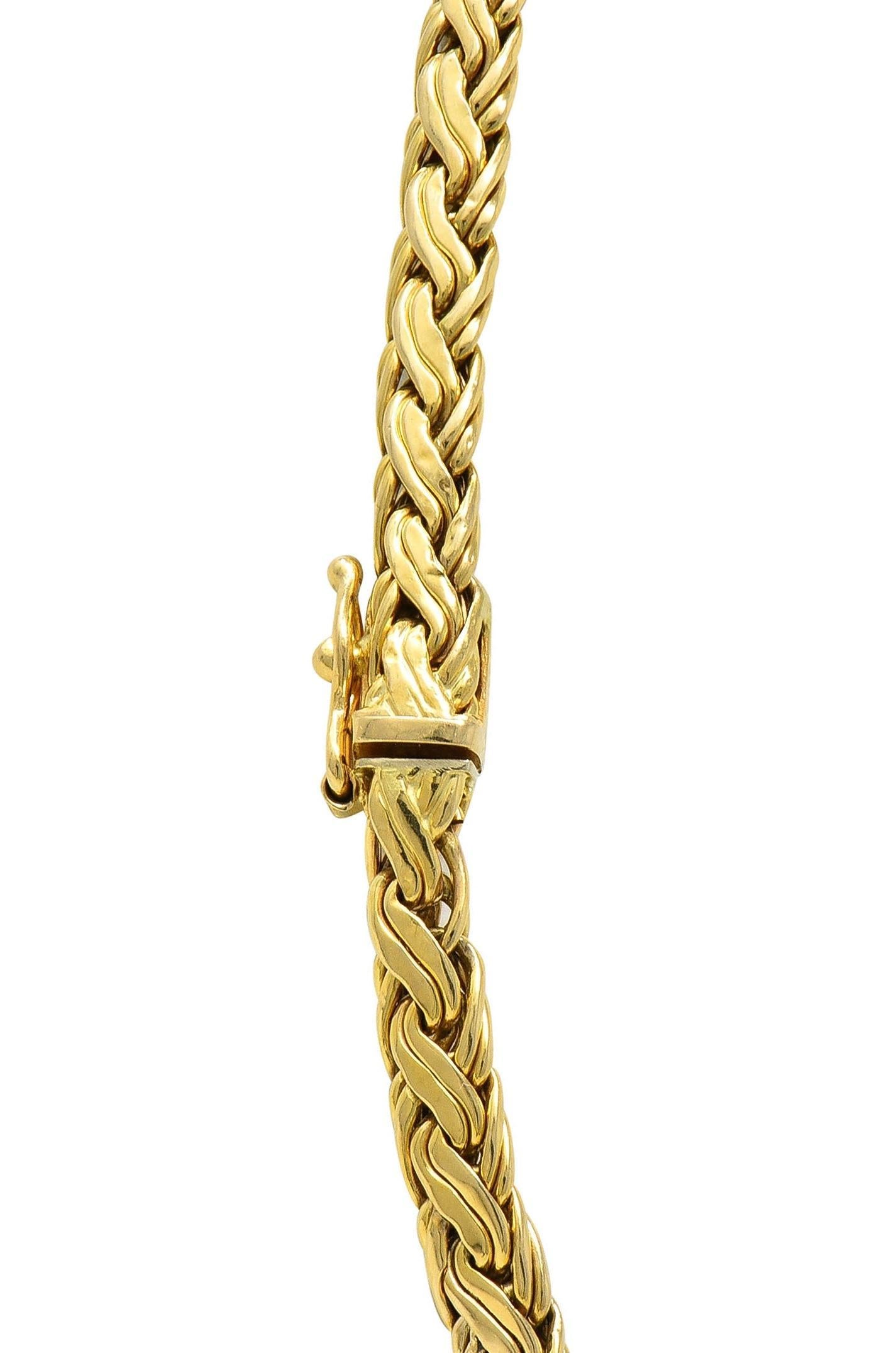 Tiffany & Co. 1980's 14 Karat Yellow Gold Vintage Graduated Wheat Chain Necklace 4