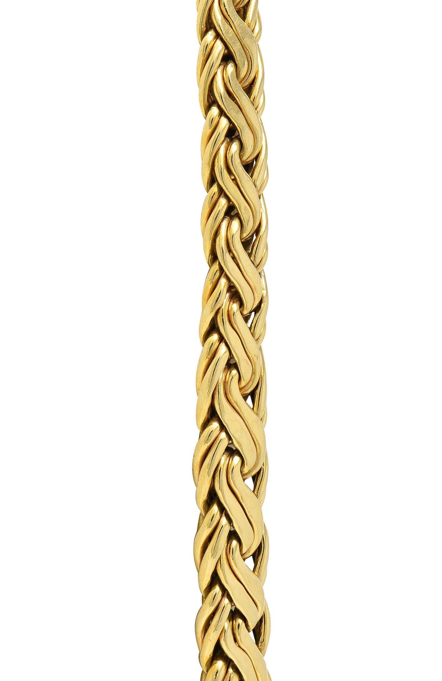 Tiffany & Co. 1980's 14 Karat Yellow Gold Vintage Graduated Wheat Chain Necklace 5