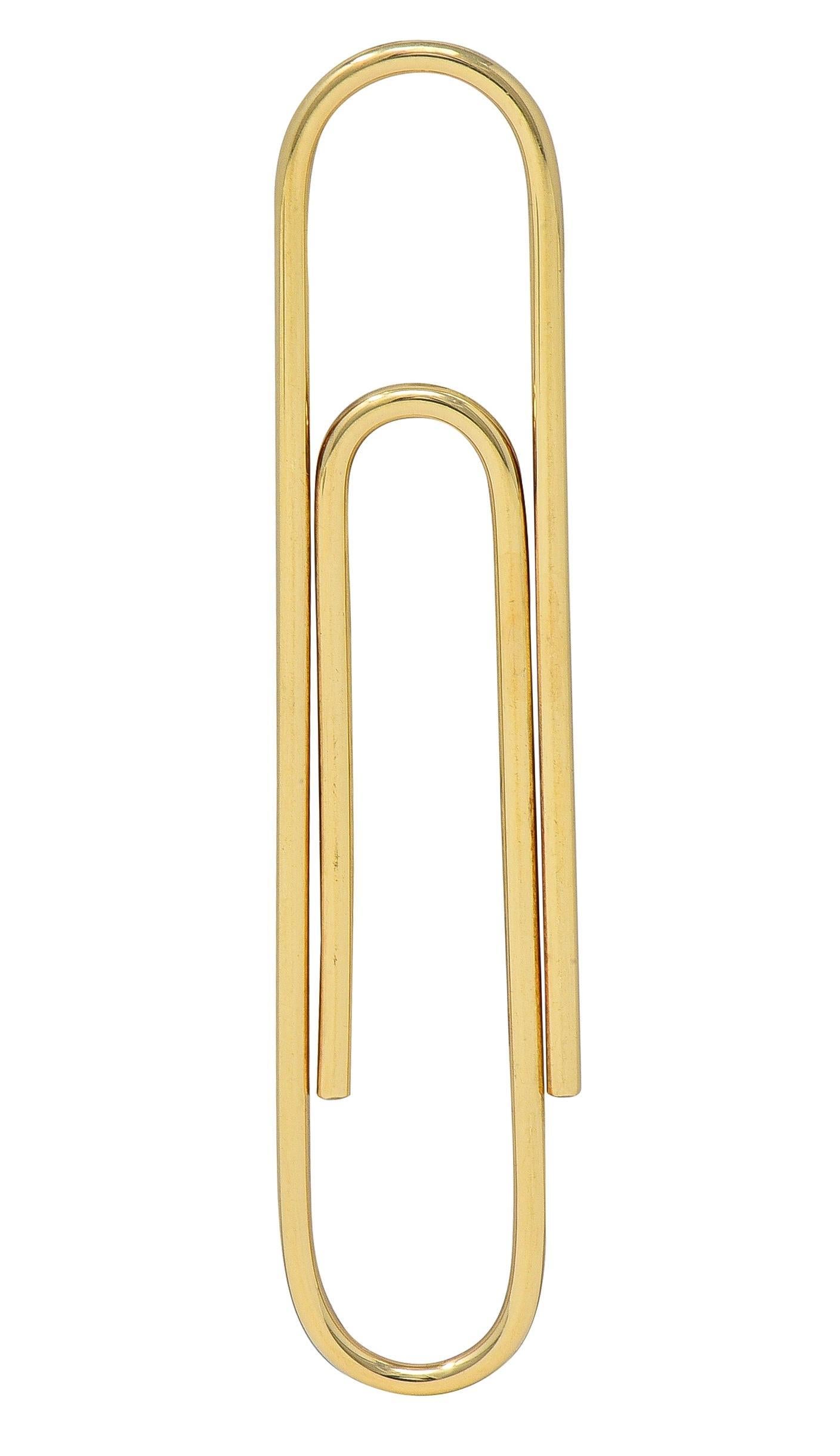Tiffany & Co. 1980, oro giallo 14 carati, ciondolo a forma di graffetta grande e vintage