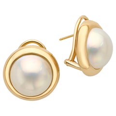 Tiffany & Co. 1980's 14k Yellow Gold Pearl Earrings