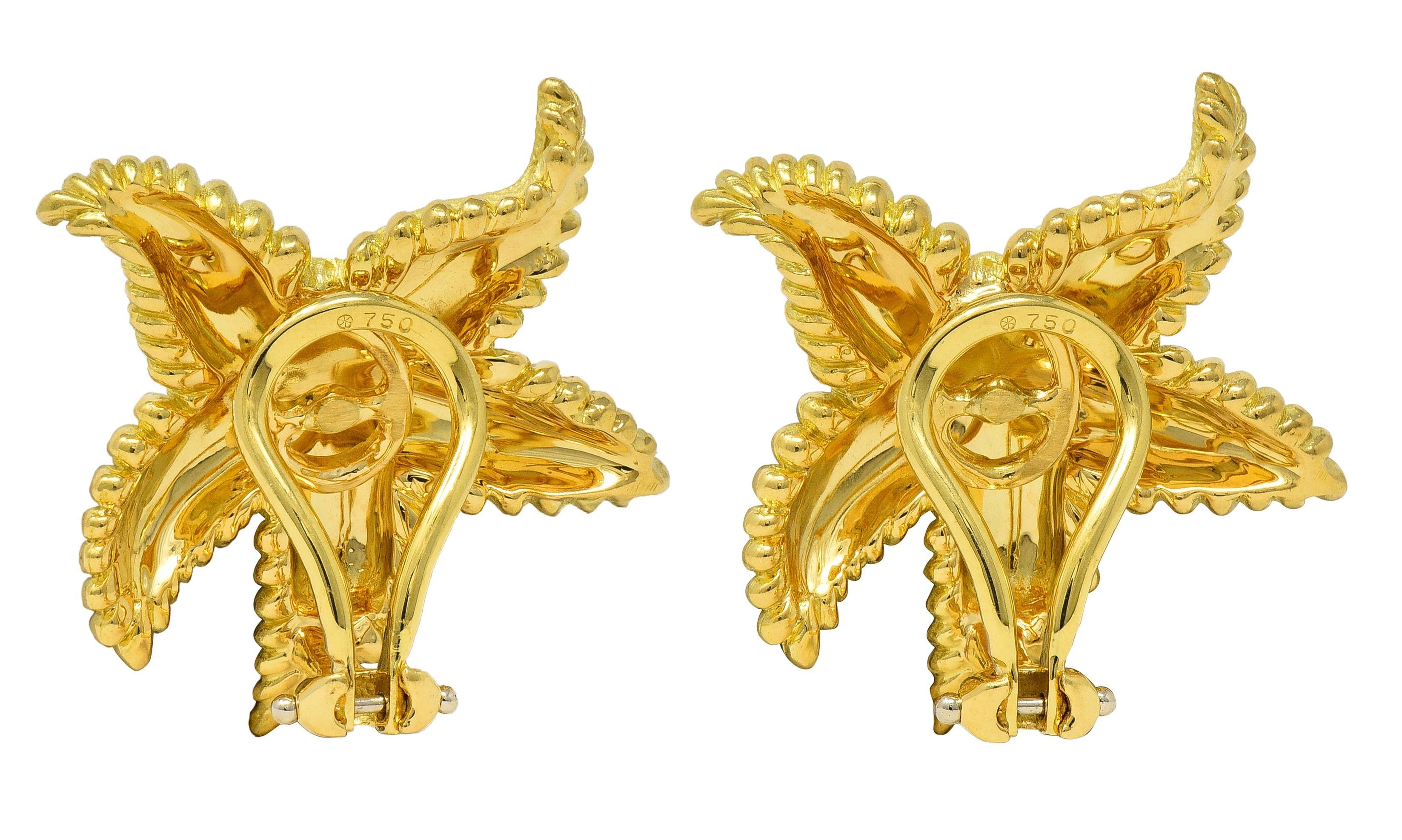 Tiffany & Co. 1980er Jahre 18 Karat Gelbgold Vintage Seestern Ohr-Clip-Ohrringe im Zustand „Hervorragend“ in Philadelphia, PA
