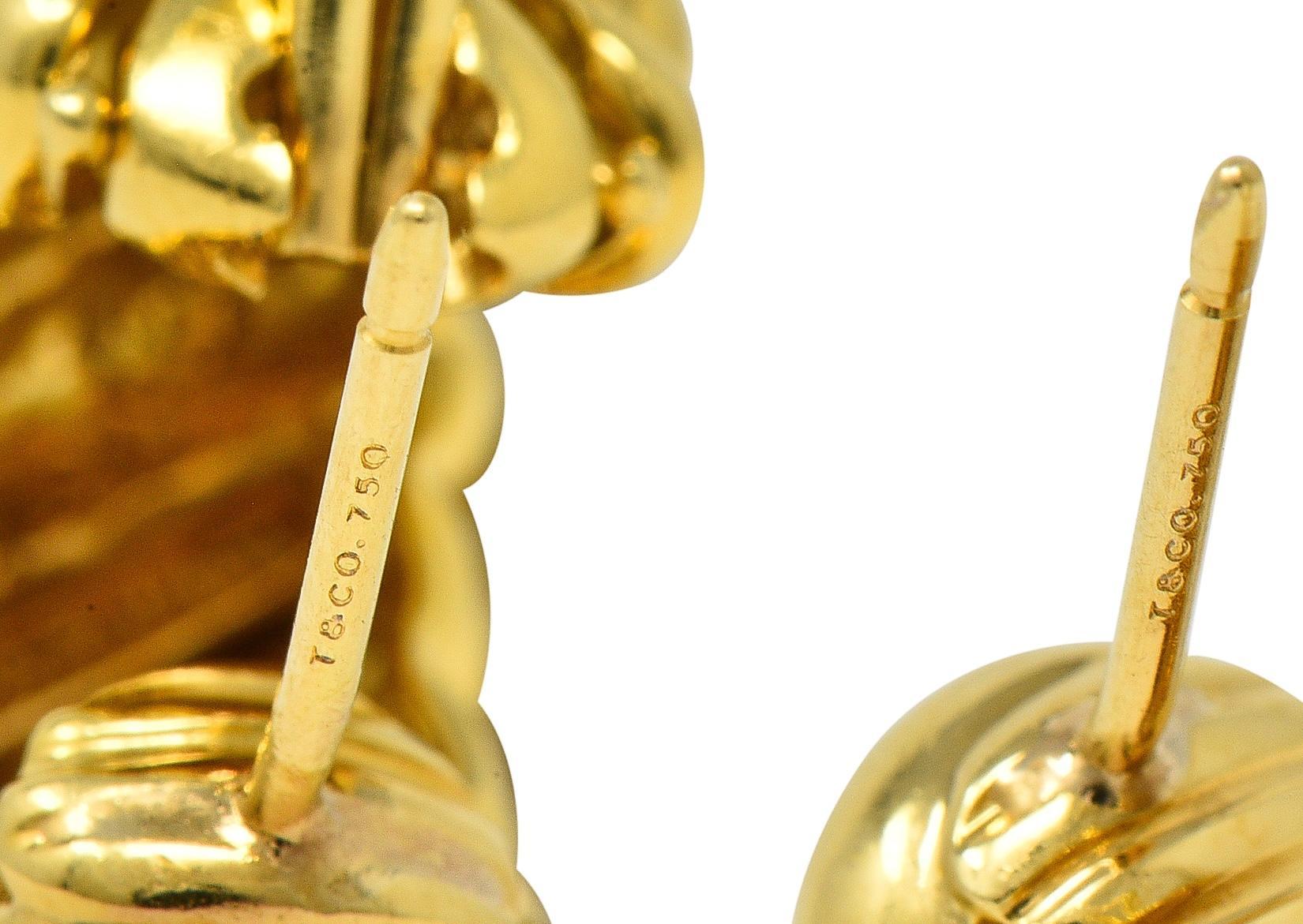 Tiffany & Co. 1980s 18 Karat Yellow Gold Vintage Twist J-Hoop Earrings For Sale 2