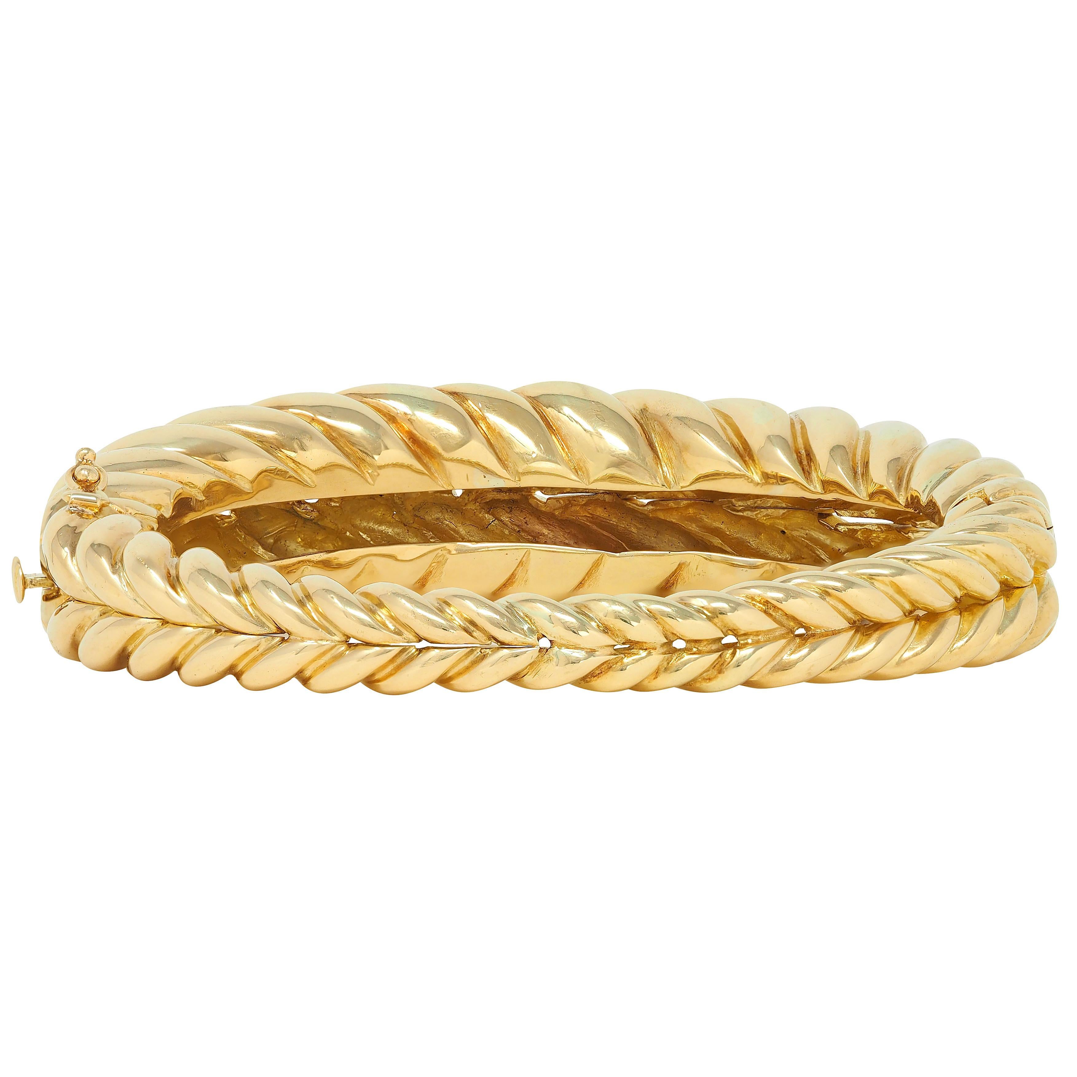 Tiffany & Co. 1980, braccialetto vintage a intreccio in oro giallo 18 carati In condizioni ottime in vendita a Philadelphia, PA