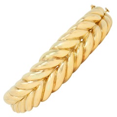 Tiffany & Co. 1980er Jahre 18 Karat Gelbgold Vintage Weave Armspange Armband