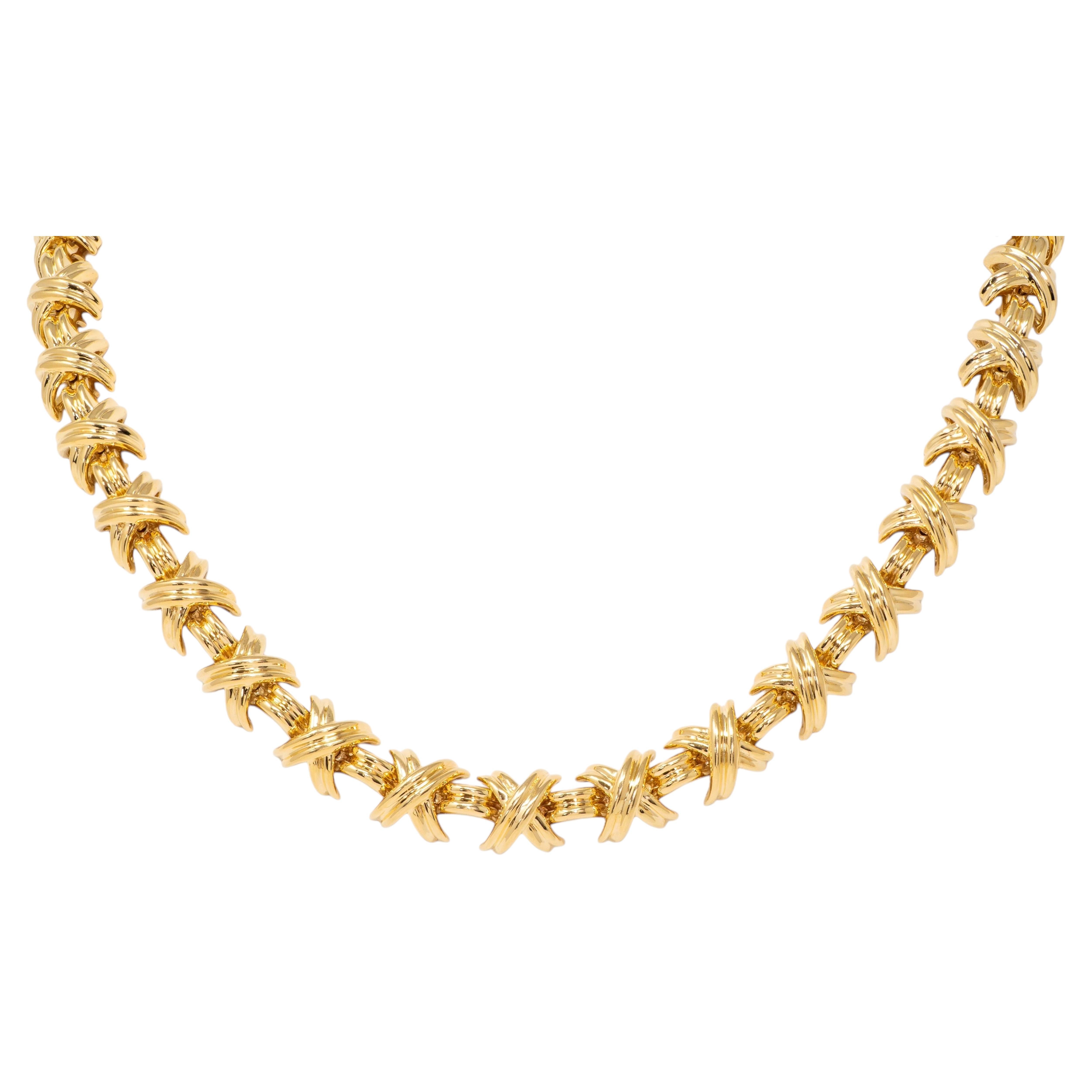Collier vintage « X Station » Tiffany & Co. des années 1980, en or jaune 18 carats