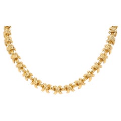 Tiffany & Co. 1980's 18 Karat Yellow Gold Vintage X Station Necklace
