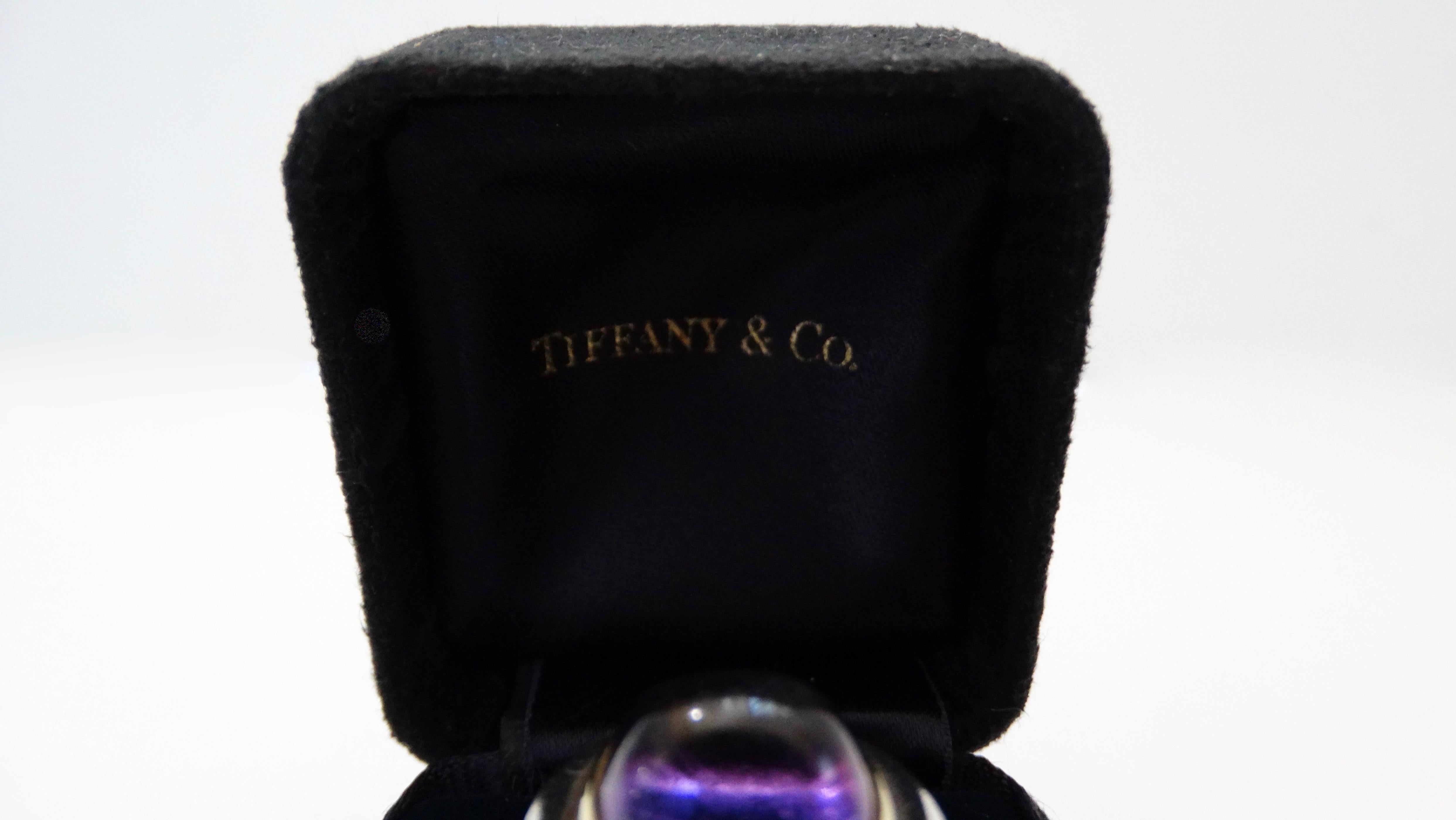 Tiffany & Co. 1980s 18k Gold Amethyst Cabochon Cushion Cut Ring   5