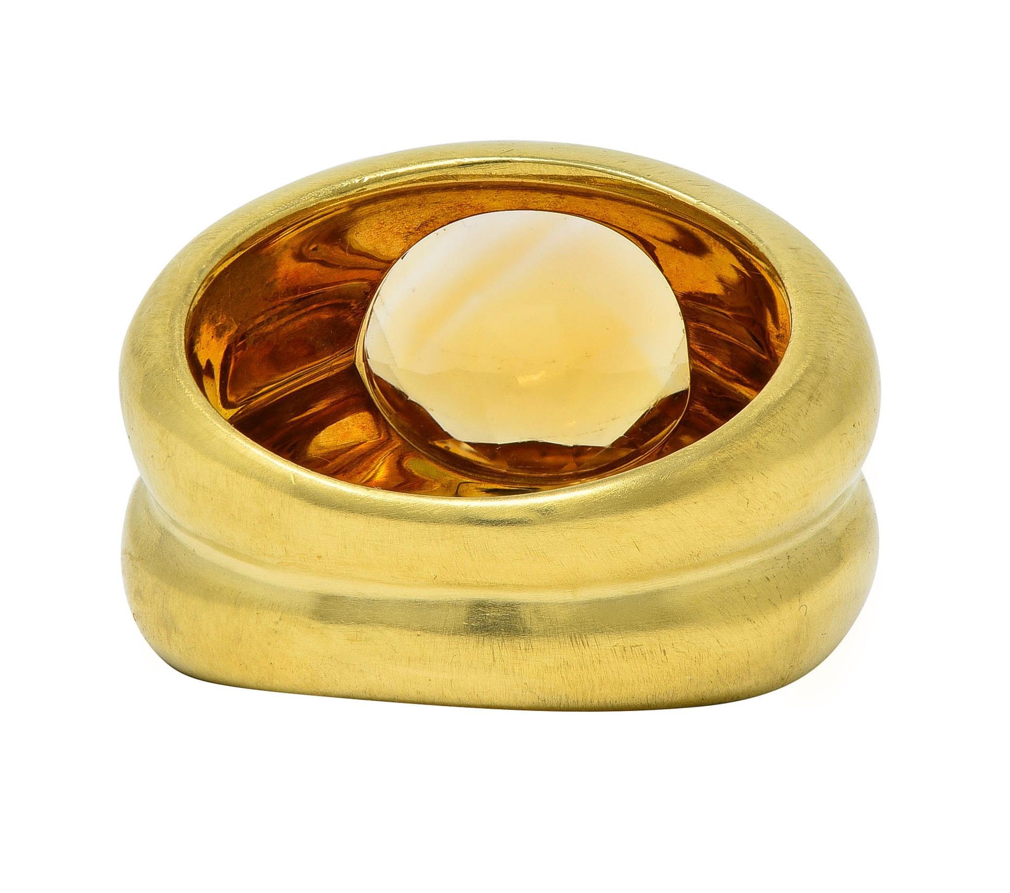 Tiffany & Co. 1980's 3.20 CTW Citrine 18 Karat Yellow Gold Puffy Vintage Ring In Excellent Condition For Sale In Philadelphia, PA