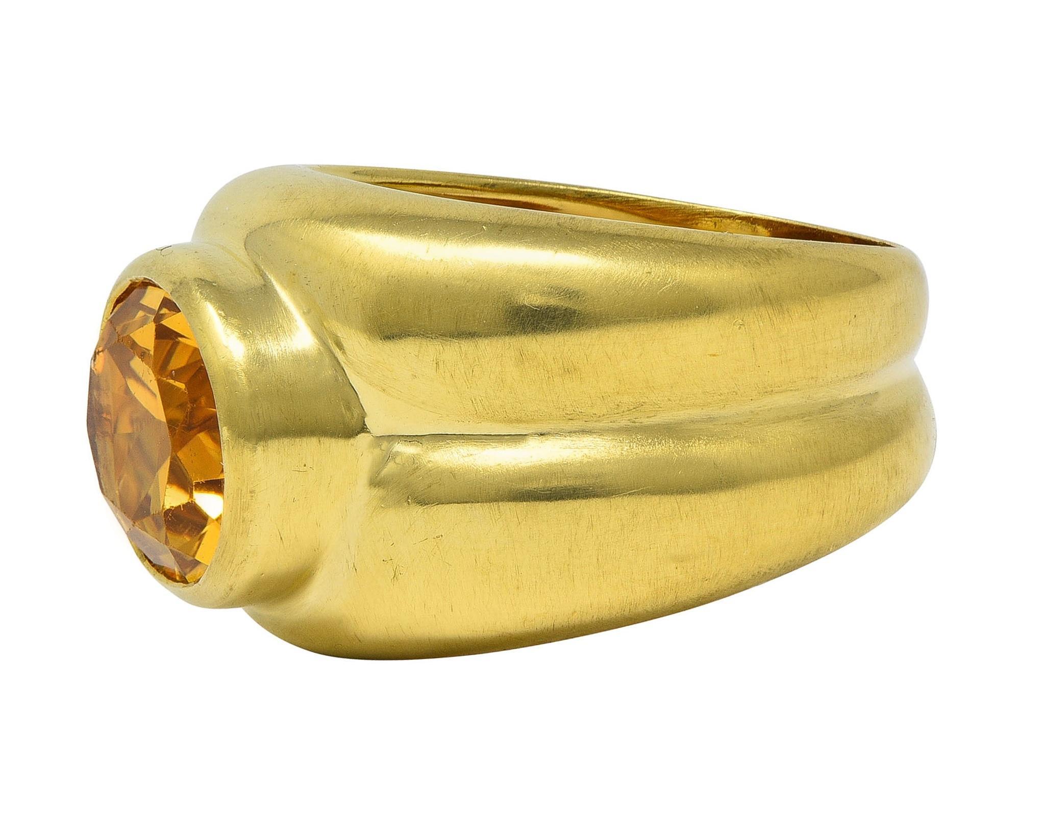 Women's or Men's Tiffany & Co. 1980's 3.20 CTW Citrine 18 Karat Yellow Gold Puffy Vintage Ring For Sale