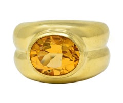 Anillo vintage Tiffany & Co. de 1980 con citrino de 3,20 quilates, oro amarillo de 18 quilates y forma abullonada