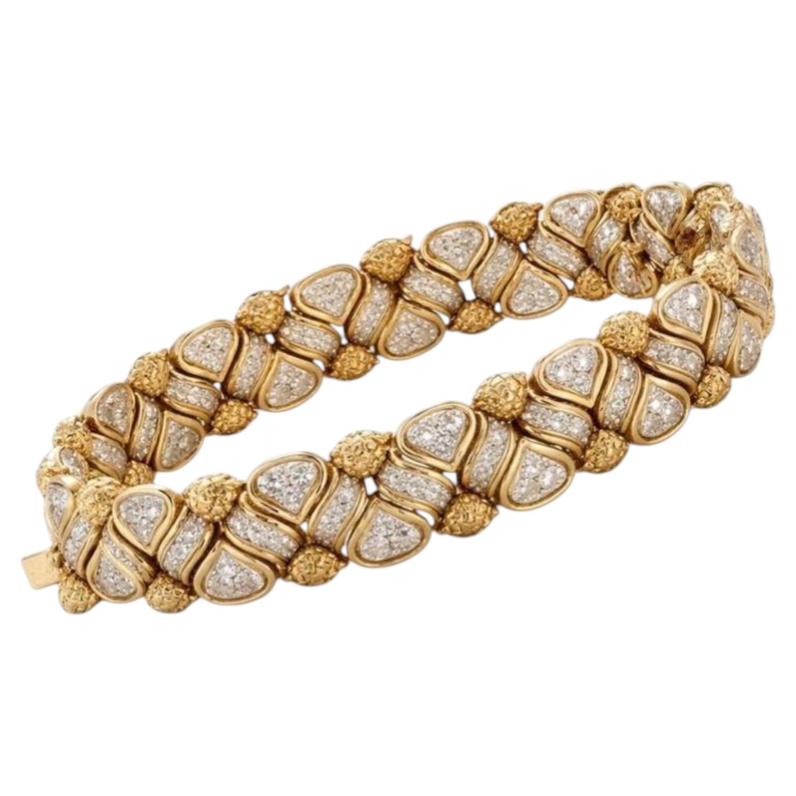 Bracciale in oro giallo con diamanti Tiffany & Co. anni '80, circa 9,00 carati