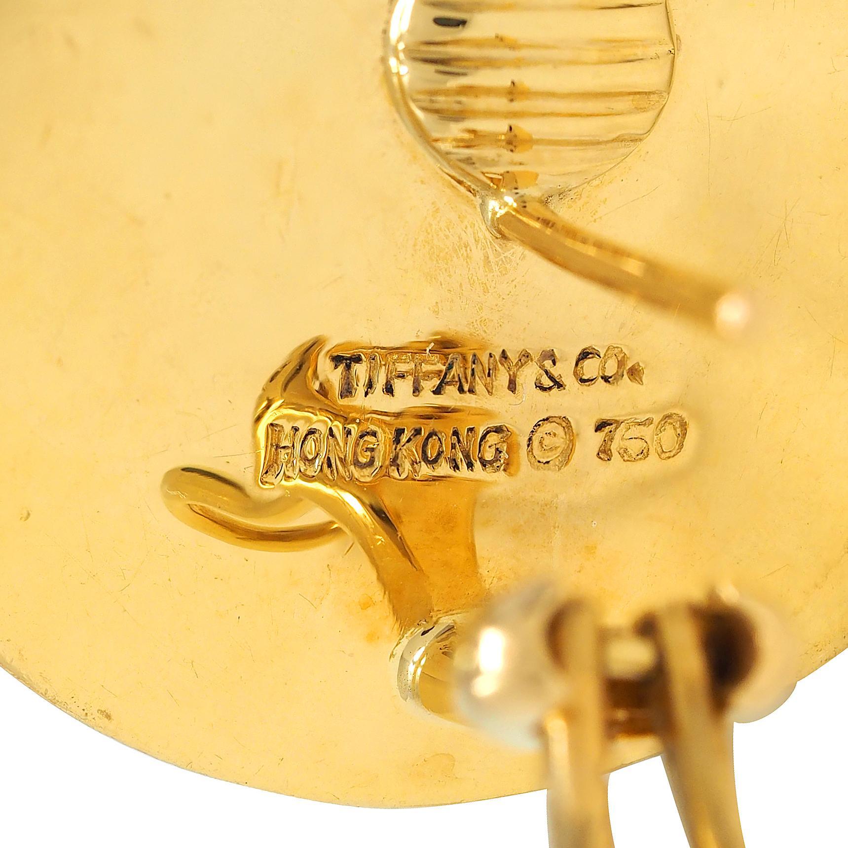 Tiffany & Co. Pendientes de damero vintage de oro de 18 quilates con incrustaciones de perlas de malaquita de los años 80 en venta 1