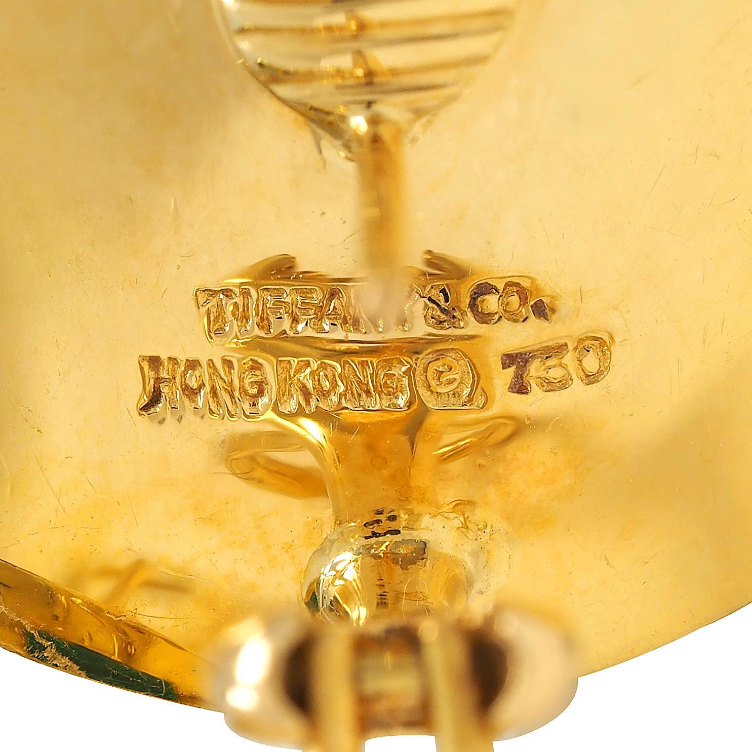 Tiffany & Co. Pendientes de damero vintage de oro de 18 quilates con incrustaciones de perlas de malaquita de los años 80 en venta 2