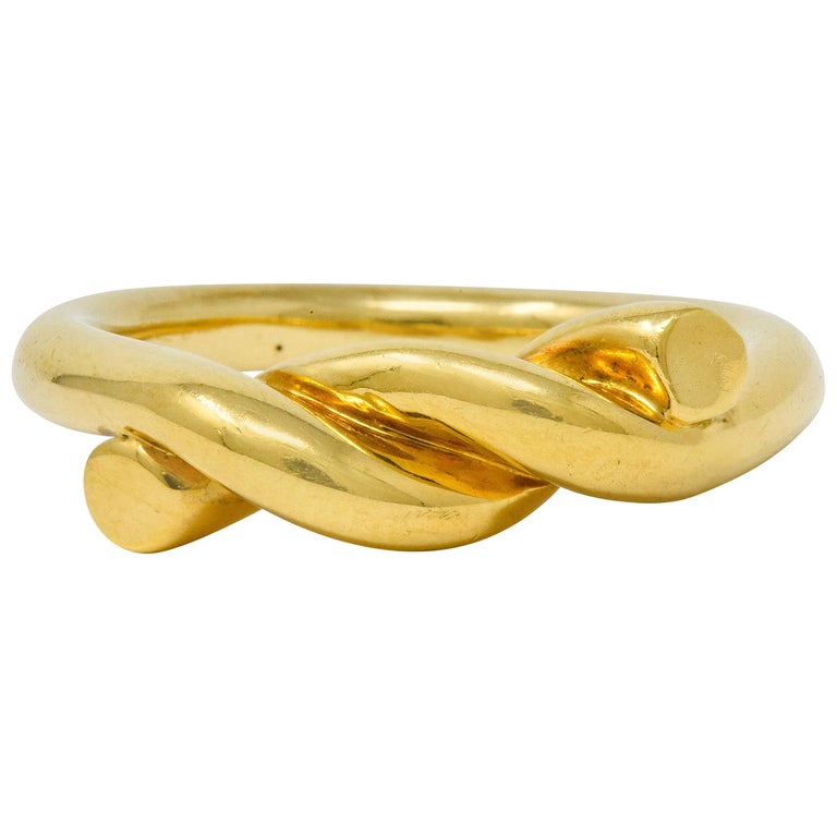 Tiffany and Co. 1980s Vintage 18 Karat Gold Twisted Knot Band Ring at