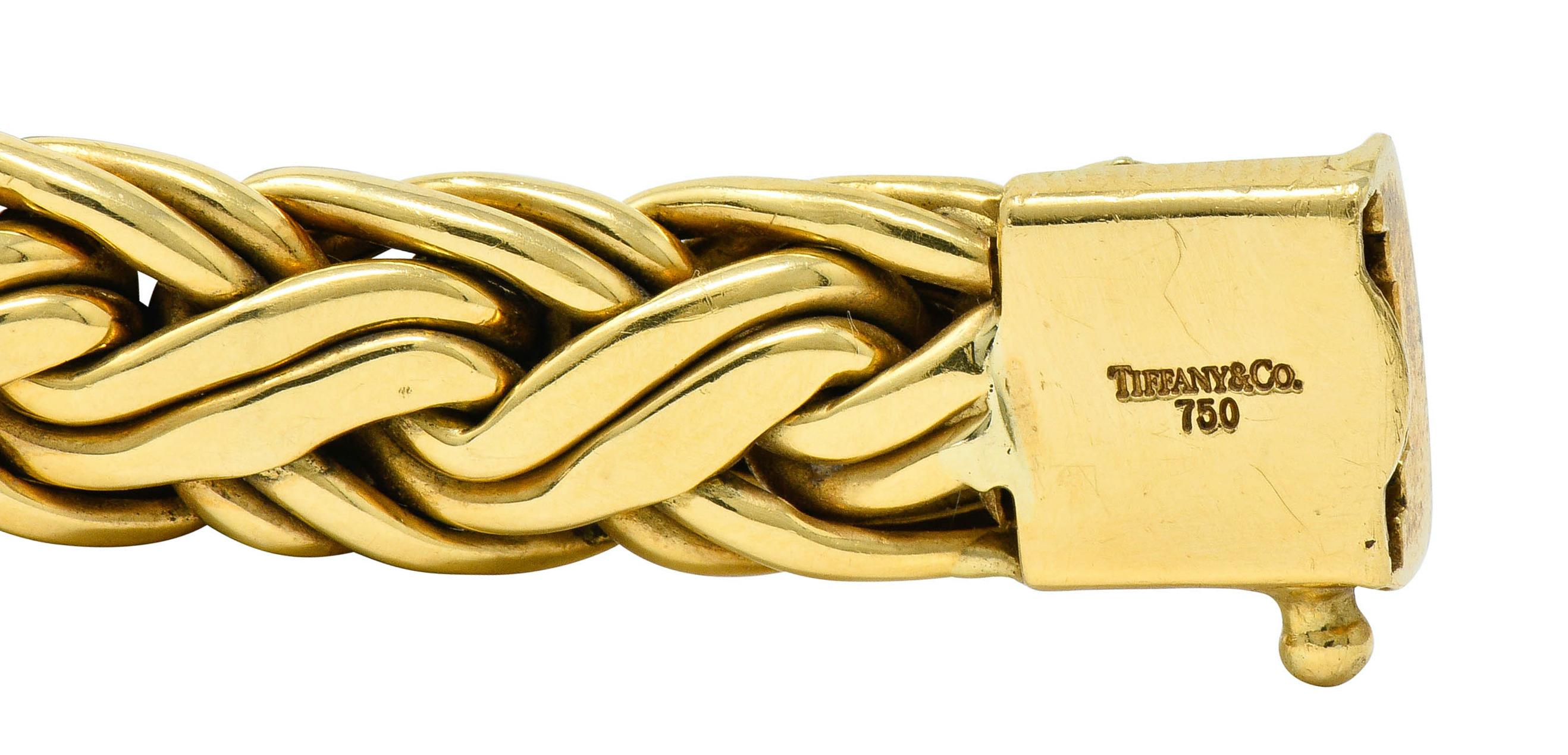 Tiffany & Co. 1980s Vintage 18 Karat Gold Wheat Chain Bracelet 6